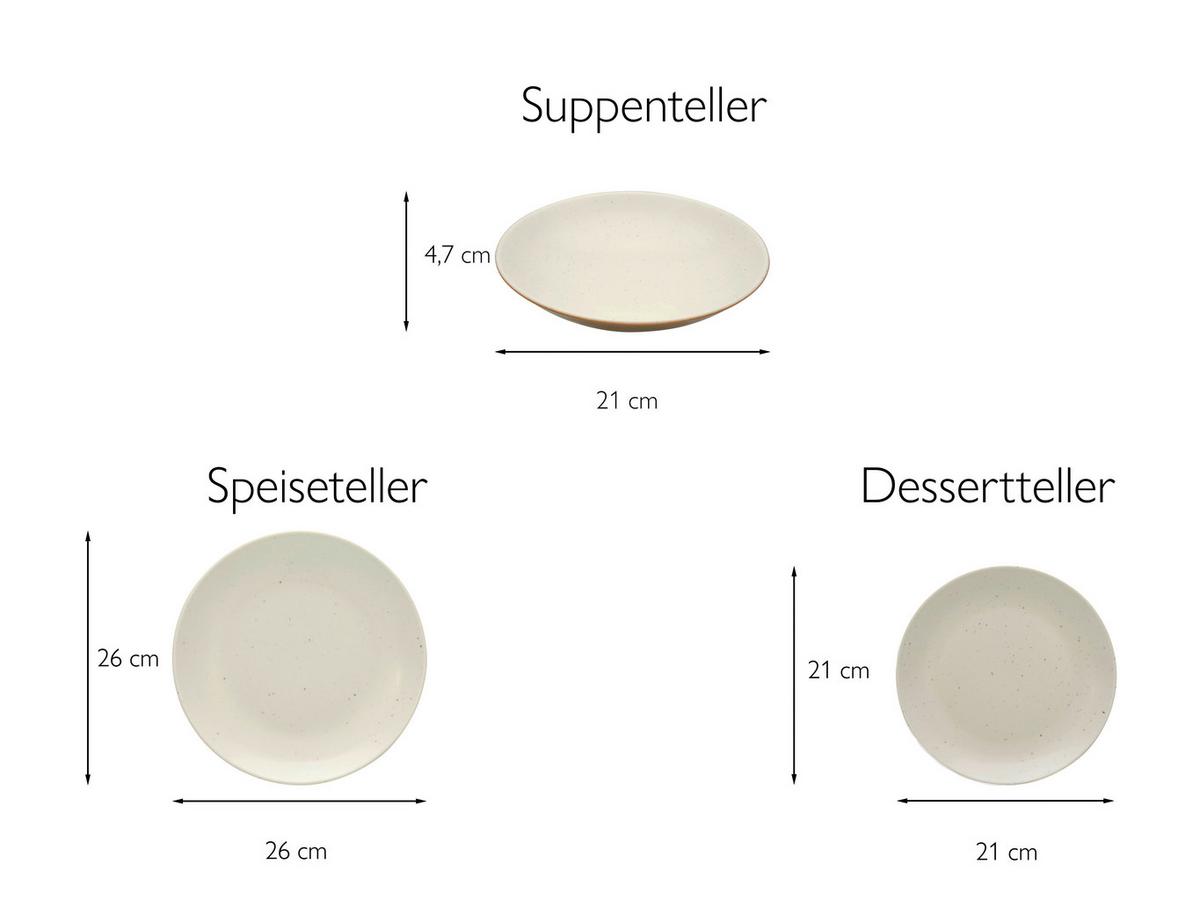 Tafelservice Sand Dunes Steinzeug 4 Pers. Geschirr Set - Multicolor, Trend, Keramik (27cm) - Creatable
