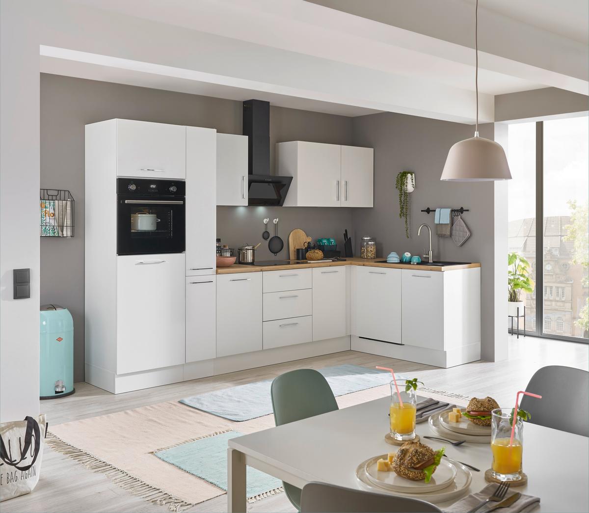 Eckküche Turin Weiß/Eiche Dekor 310x175 cm - Weiß/Eiche Artisan, Basics, Holzwerkstoff (310/175cm) - MID.YOU