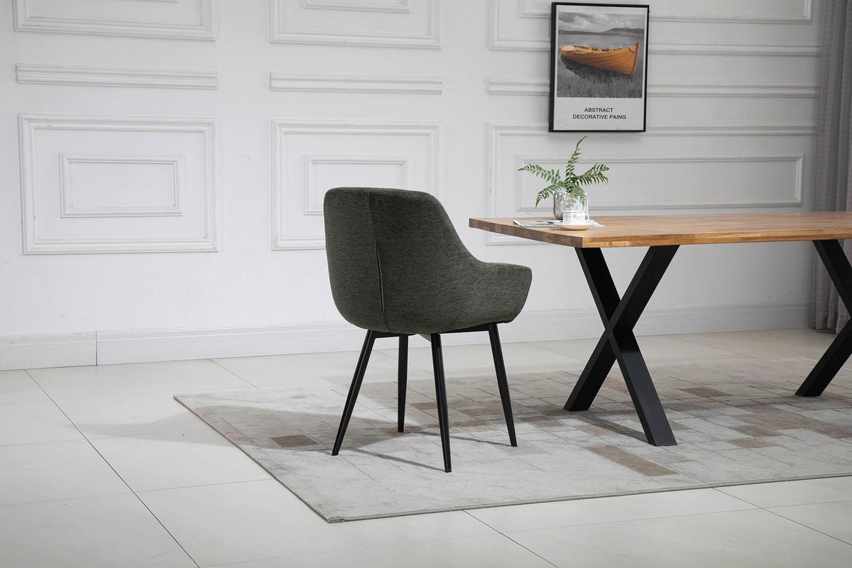 Armlehnstuhl-Set Grün B: 64 cm - Schwarz/Grün, MODERN, Textil/Metall (64/86/59cm) - Livetastic