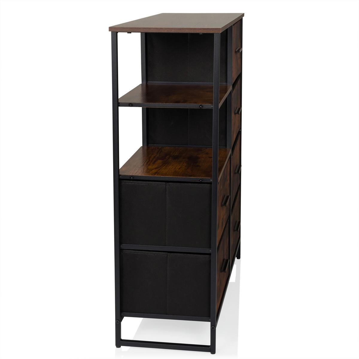 Kommode Ragala Eichefarben B: 84 Cm - Eichefarben/Schwarz, MODERN, Holzwerkstoff/Textil (84/92/30cm) - MID.YOU