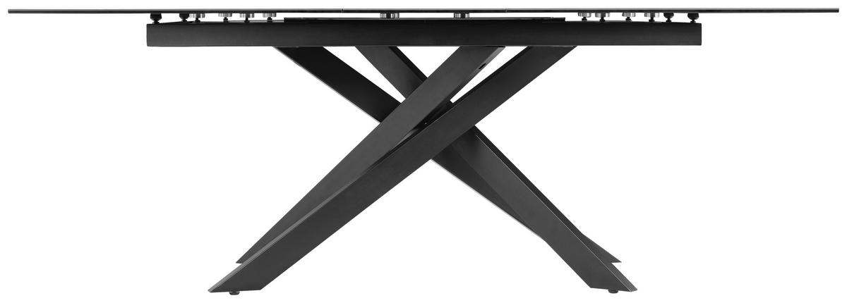 Esstisch Lotus Grau/Schwarz L: 168-210 cm - Schwarz/Grau, MODERN, Glas/Keramik (168-210/90/76cm) - P & B