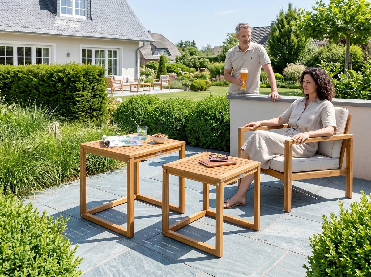 Gartentisch Holz L: 80 cm - Akaziefarben, Basics, Holz (50/50/50cm)