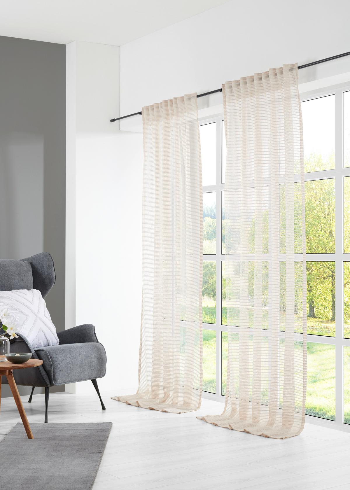 HOTOVÝ ZÁVES Luka, 135/245cm, prírodná - prírodná farba, Konventionell, textil (135/245cm) - Premium Living