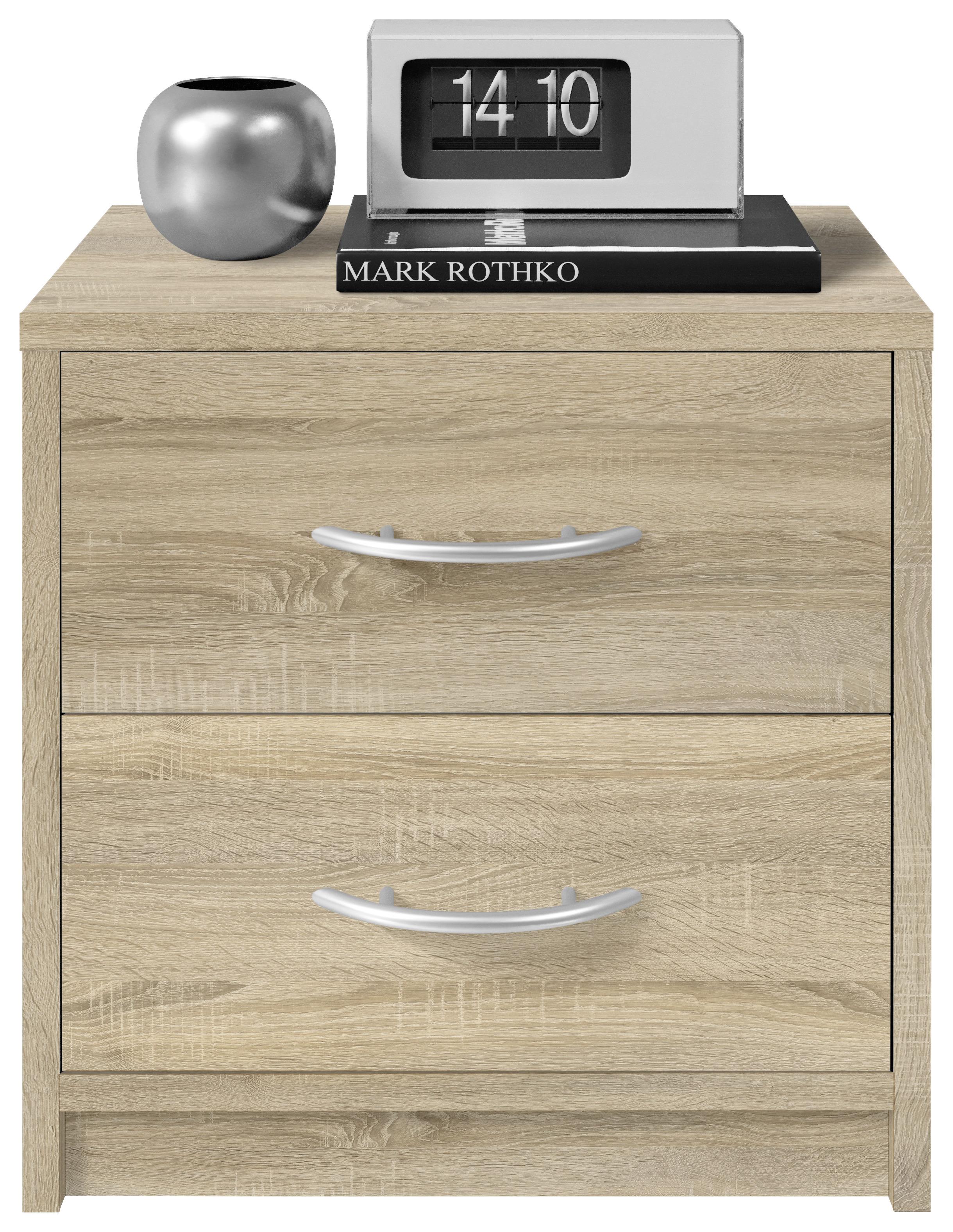 Nachtkästchen Pepe B: 38,5 cm Sonoma Eiche - Schwarz/Sonoma Eiche, Basics, Holzwerkstoff (38,5/39/28,2cm) - P & B