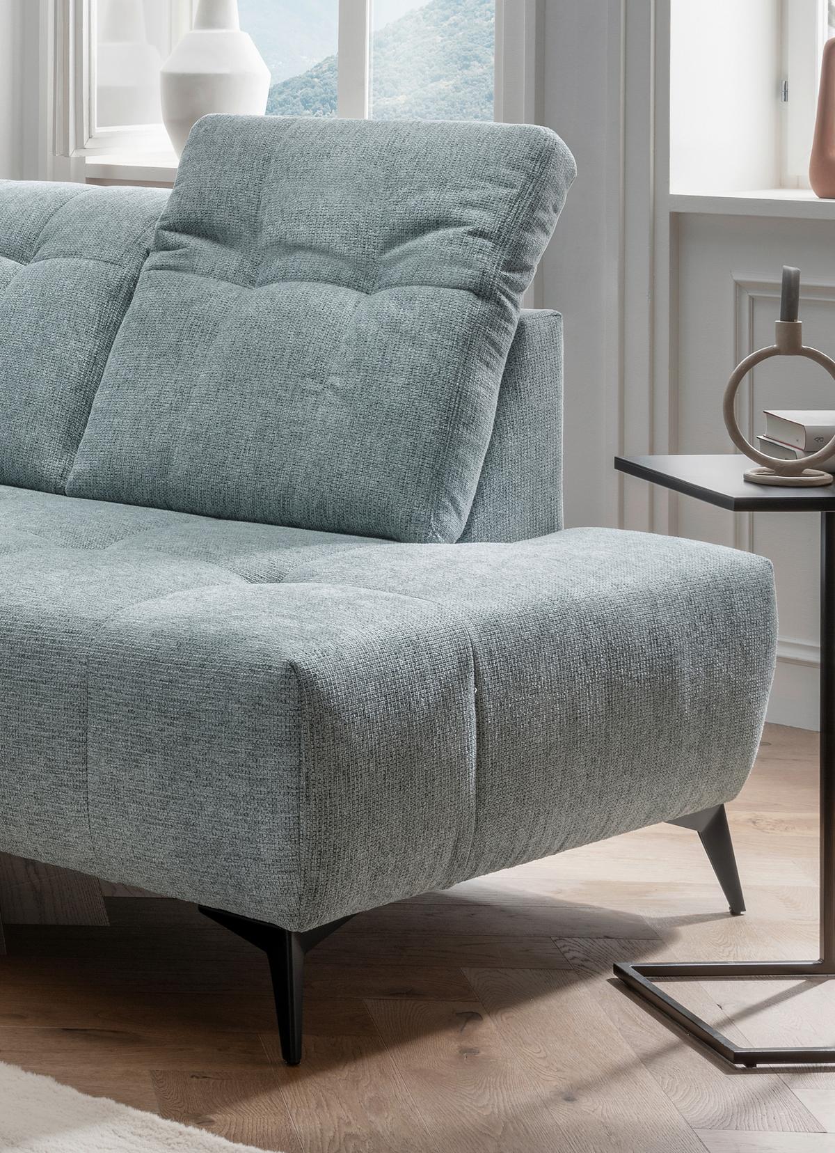 Ecksofa mit USB Anschluss Sano, Mintfrün, S: 261x200 cm - Schwarz/Mintgrün, MODERN, Textil (261/200cm) - Livetastic
