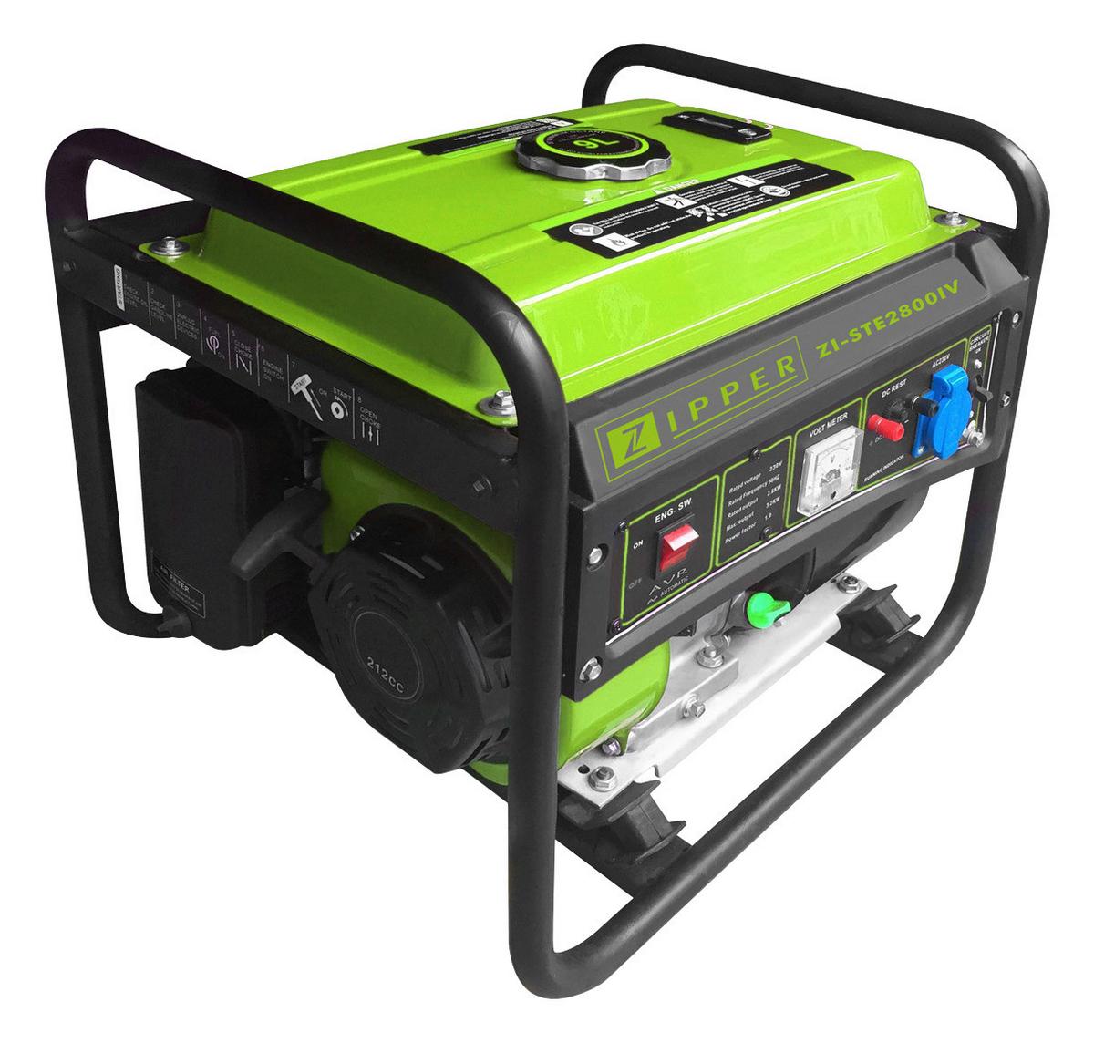 Stromerzeuger ZI-STE2800IV 4,5 Kw Verbrennungsmotor - Schwarz/Grün, MODERN, Kunststoff/Metall - Zipper