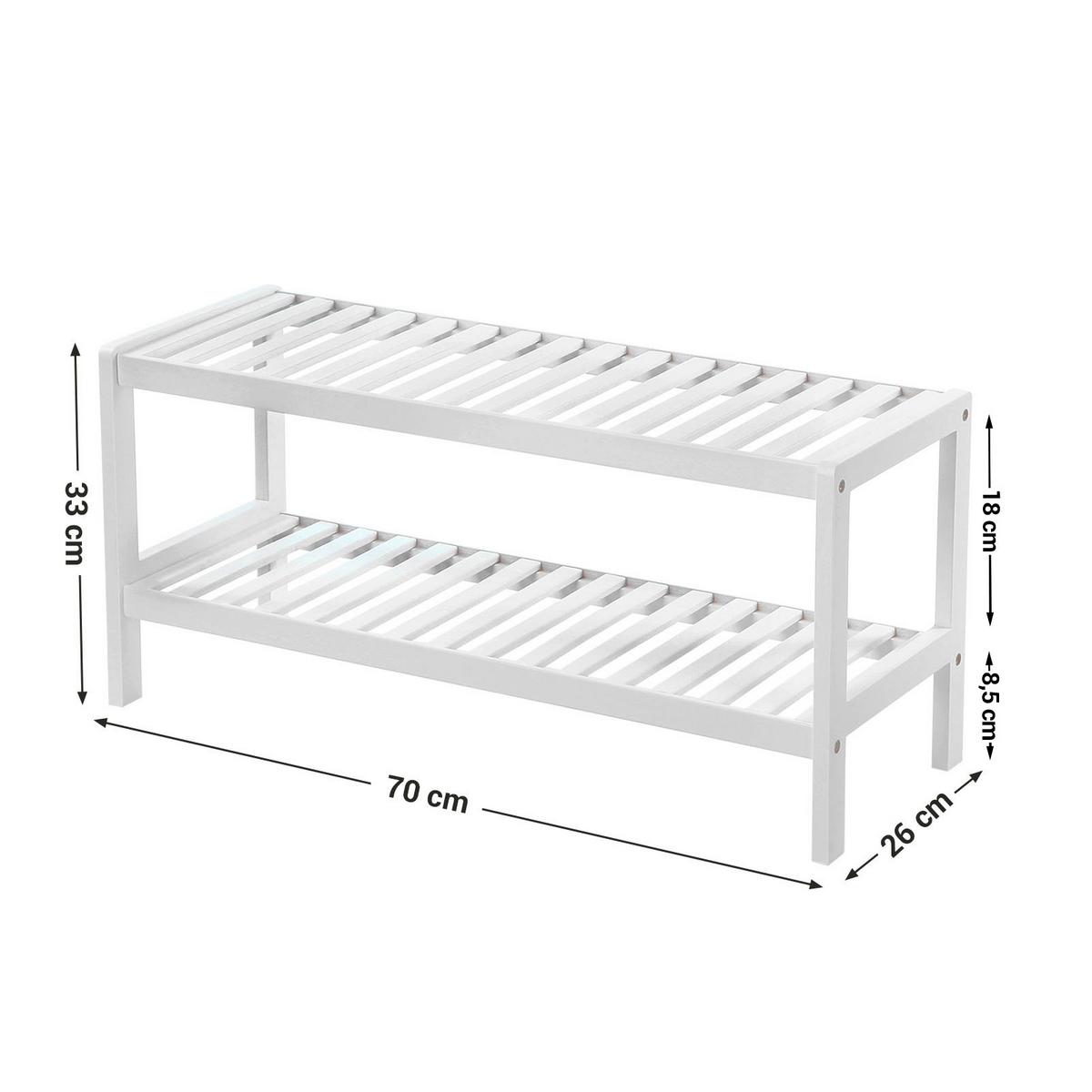 Regál na topánky bambus - biela, Trend, drevo (70/33/26cm) - Boxxx