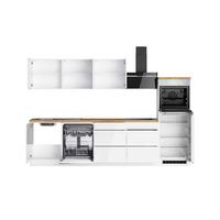 Küchenzeile Monza Mit Geräten B: 300 Cm Weiß/eiche Dekor - Weiß Hochglanz/Eiche Wotan, LIFESTYLE, Holzwerkstoff (300cm) - Held