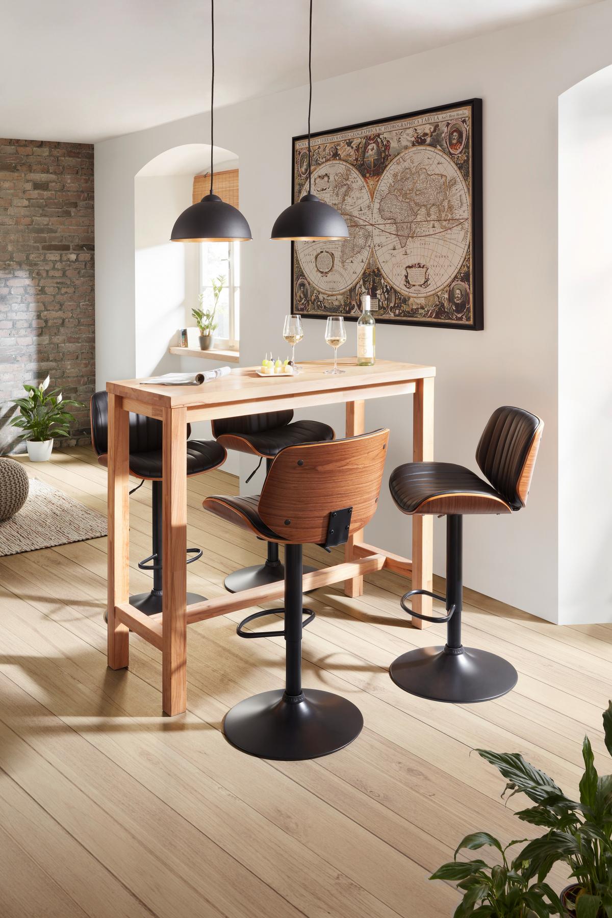 BAROVÁ STOLIČKA JEFF - čierna/farba vlašského orecha, Lifestyle, kov/drevo (47/87-108/50cm) - Premium Living