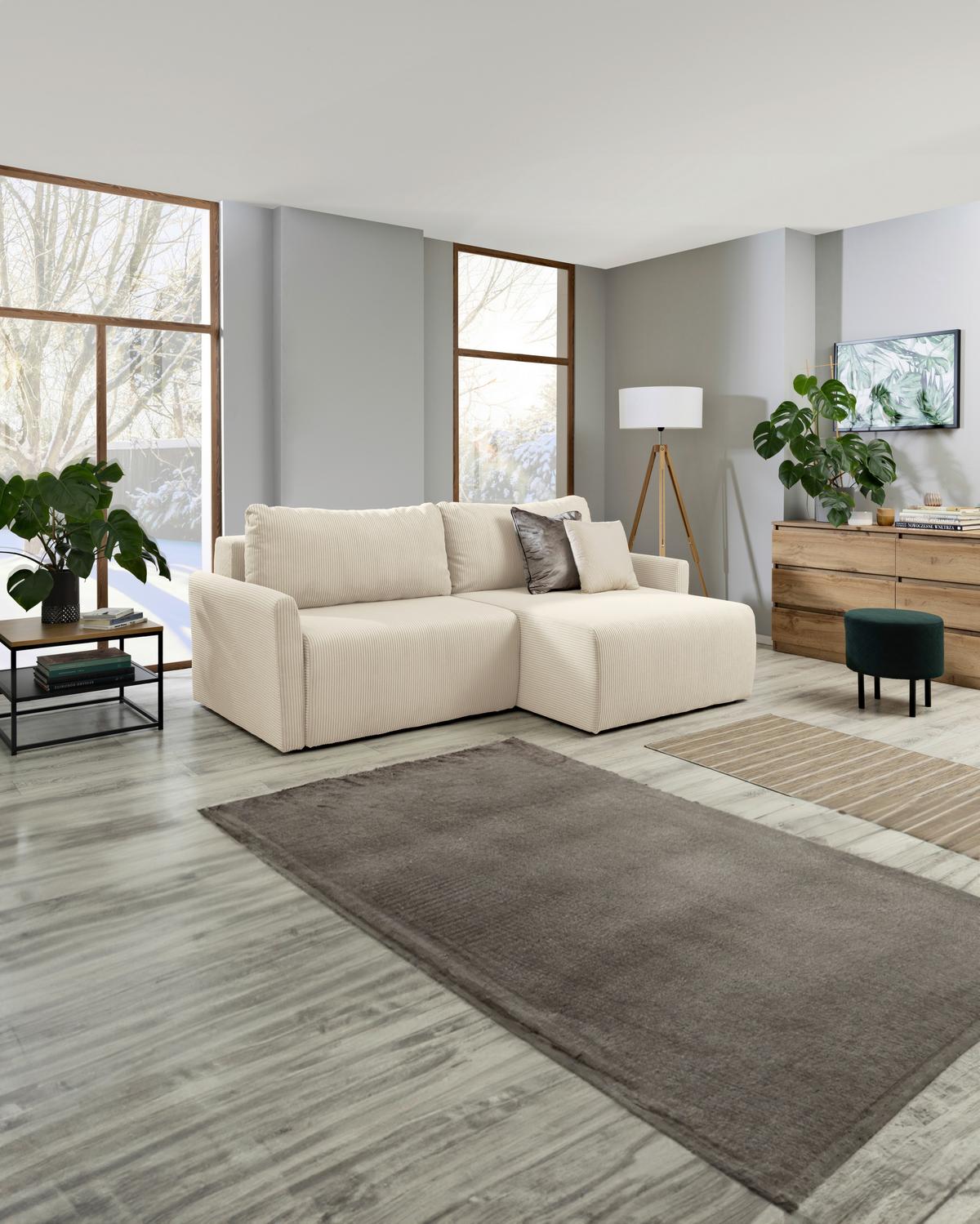 Ecksofa Mit Schlaffunktion Sonos, Beige 228x146 Cm - Ecru/Beige, MODERN, Textil (228/146cm)