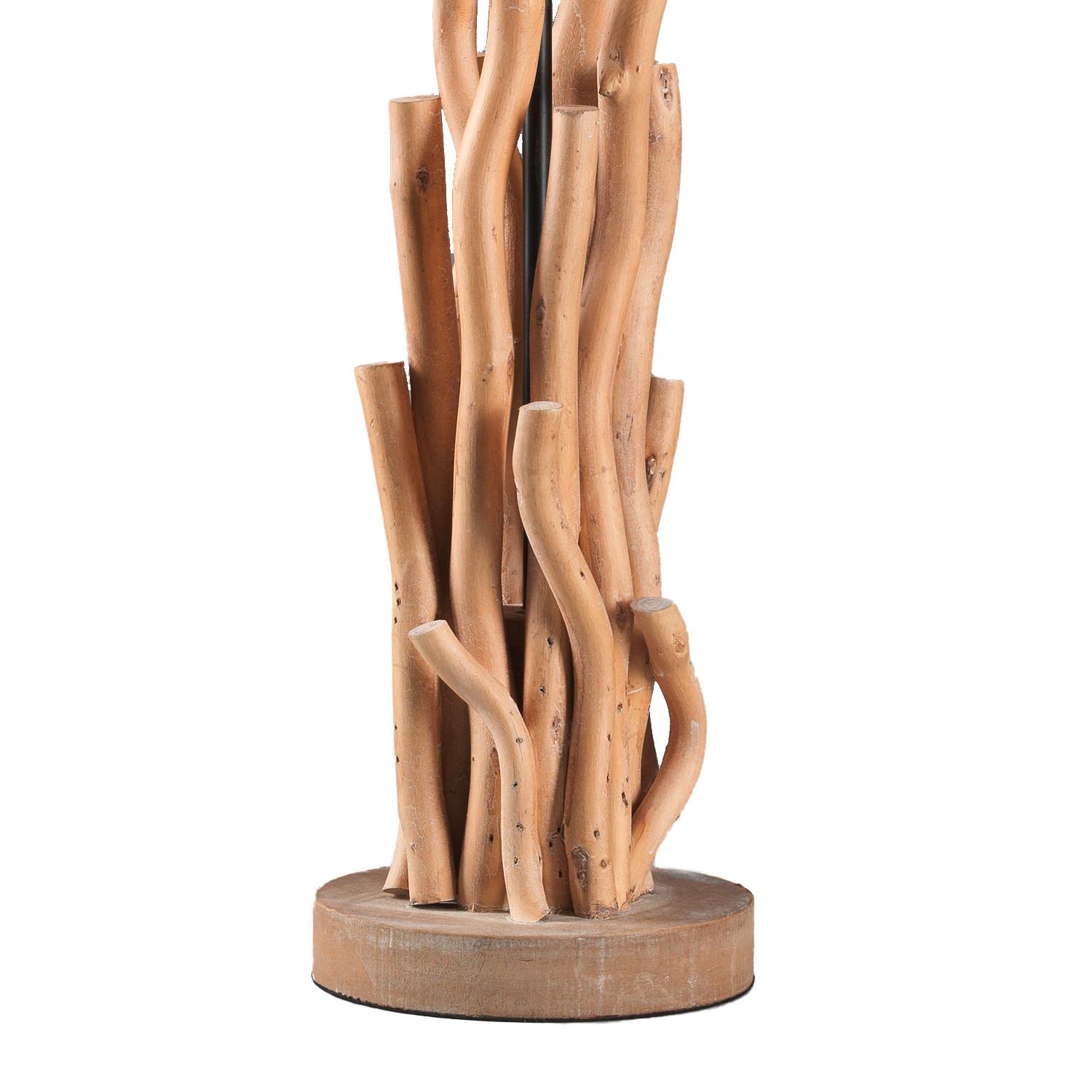Tischleuchte 4899/Lg - Weiß/Akaziefarben, Natur, Holz/Textil (30/30/60cm)