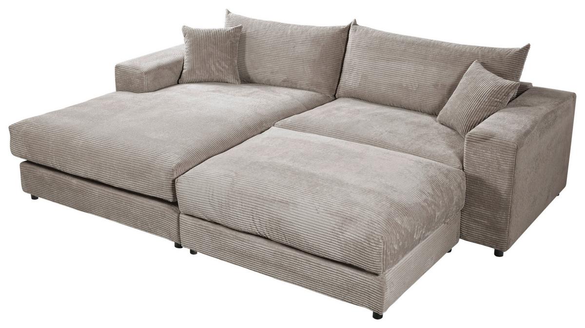 Ecksofa Funny S Links Grau Mit Hocker B: 265 Cm - Schwarz/Grau, Basics, Textil (180/265cm) - Livetastic