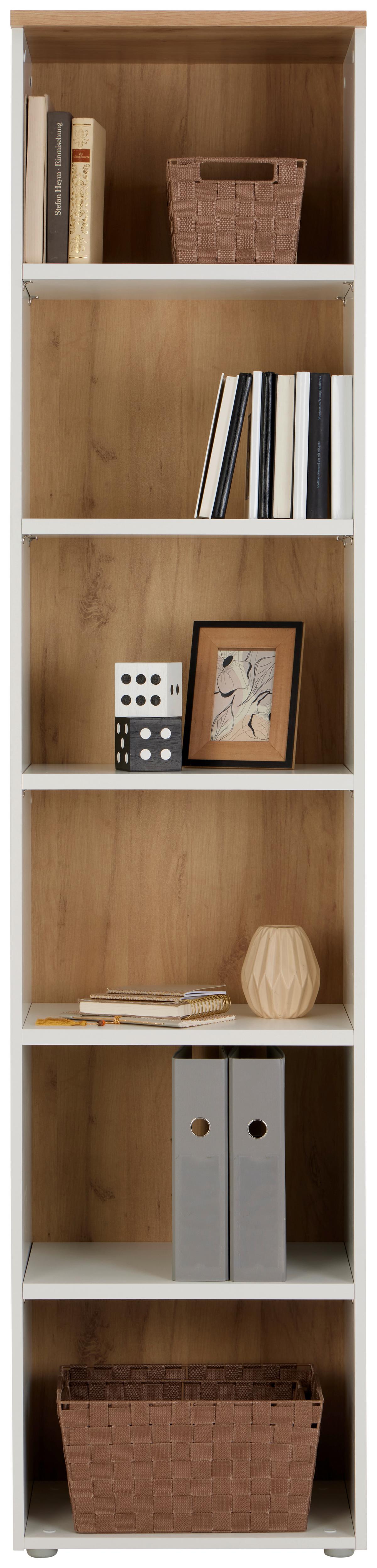 Aktenregal Kontor Weiss/eiche Dekor B: 50 Cm - Eichefarben/Weiß, MODERN, Holzwerkstoff (50/220/38cm)