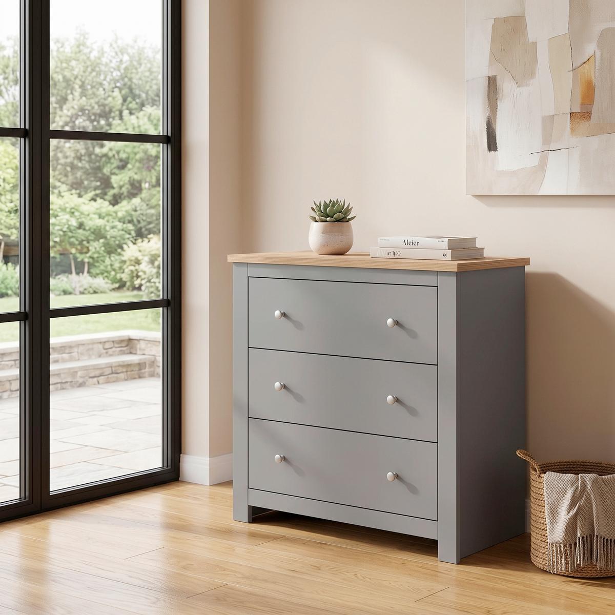 KOMMODE Emerald Grau Naturfarben - Naturfarben/Grau, Design, Holzwerkstoff/Metall (79/81/35cm) - MID.YOU