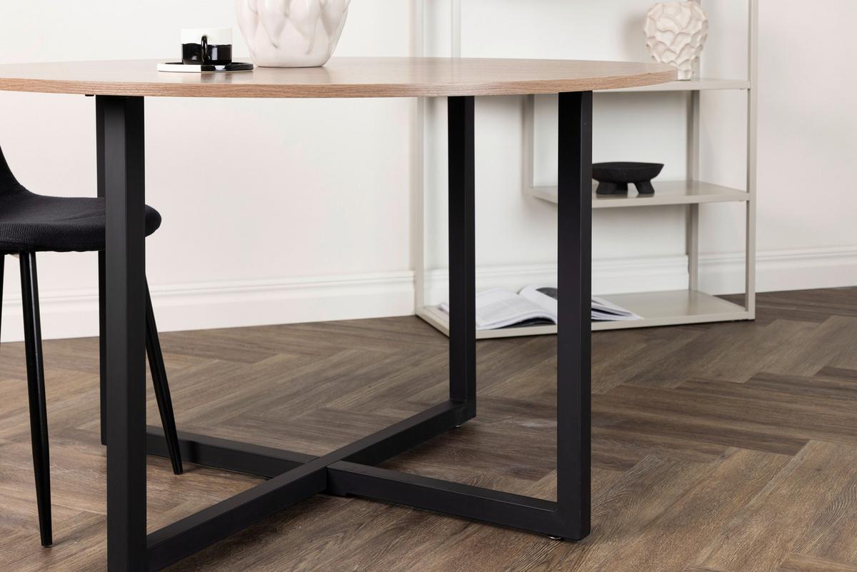 Esstisch Durango - Walnussfarben/Schwarz, Design, Holzwerkstoff/Metall (120/120/75cm) - Livetastic