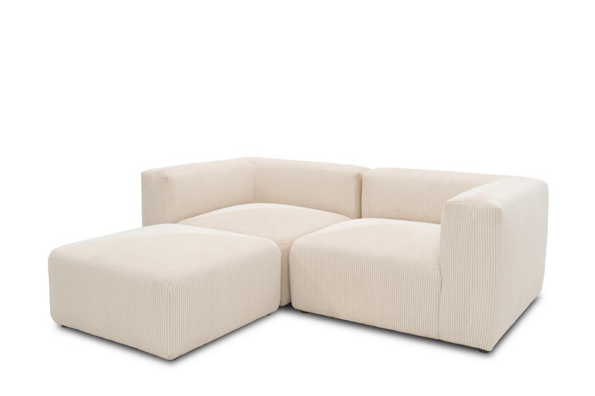 Ecksofa Creme B: 216 Cm - Creme/Schwarz, Design, Textil (216/69/193cm) - MID.YOU