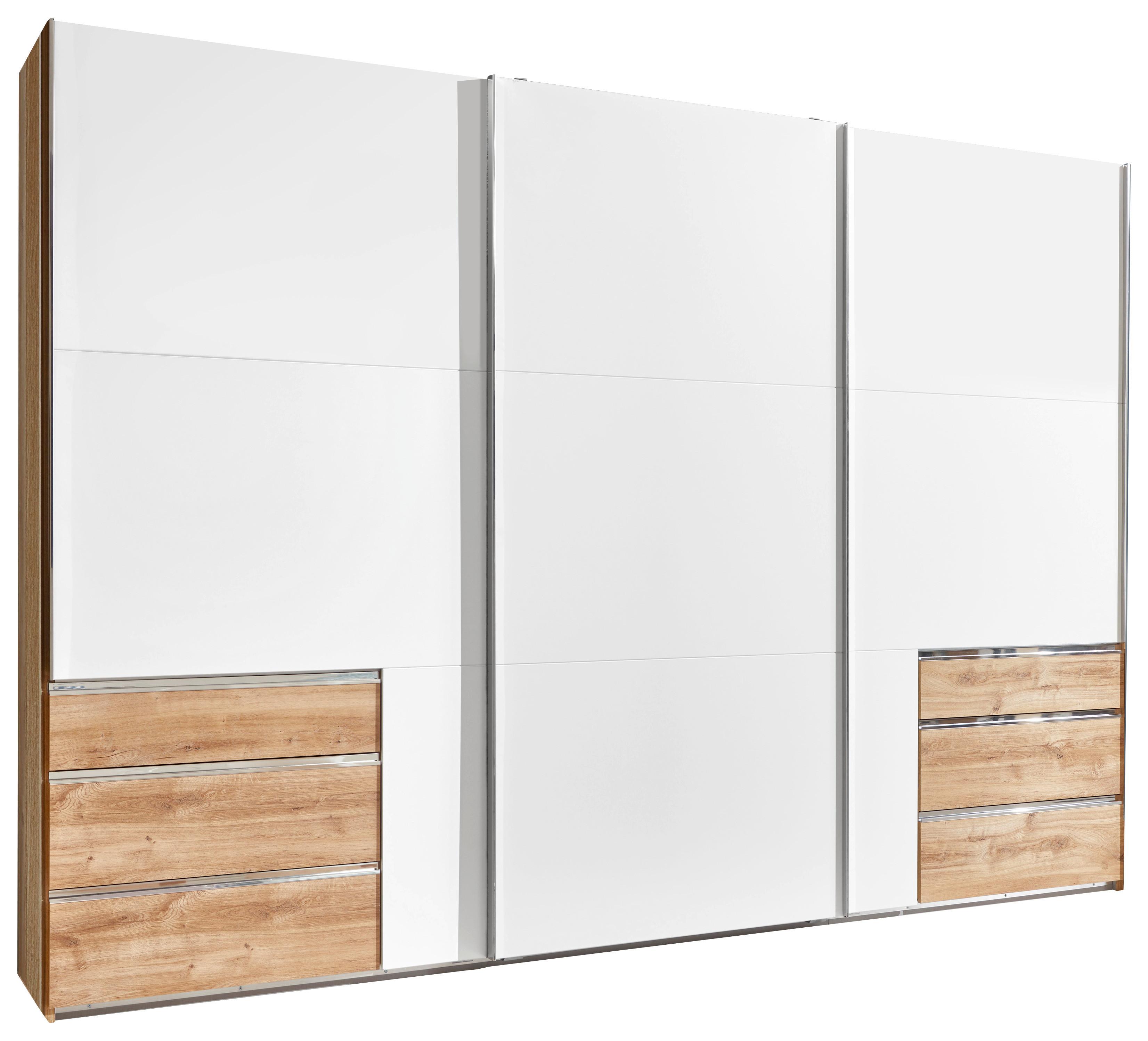Schwebetürenschrank mit Laden 300cm Level 36a, Weiß/Eiche - Eichefarben/Weiß, MODERN, Holzwerkstoff (300/216/65cm) - MID.YOU