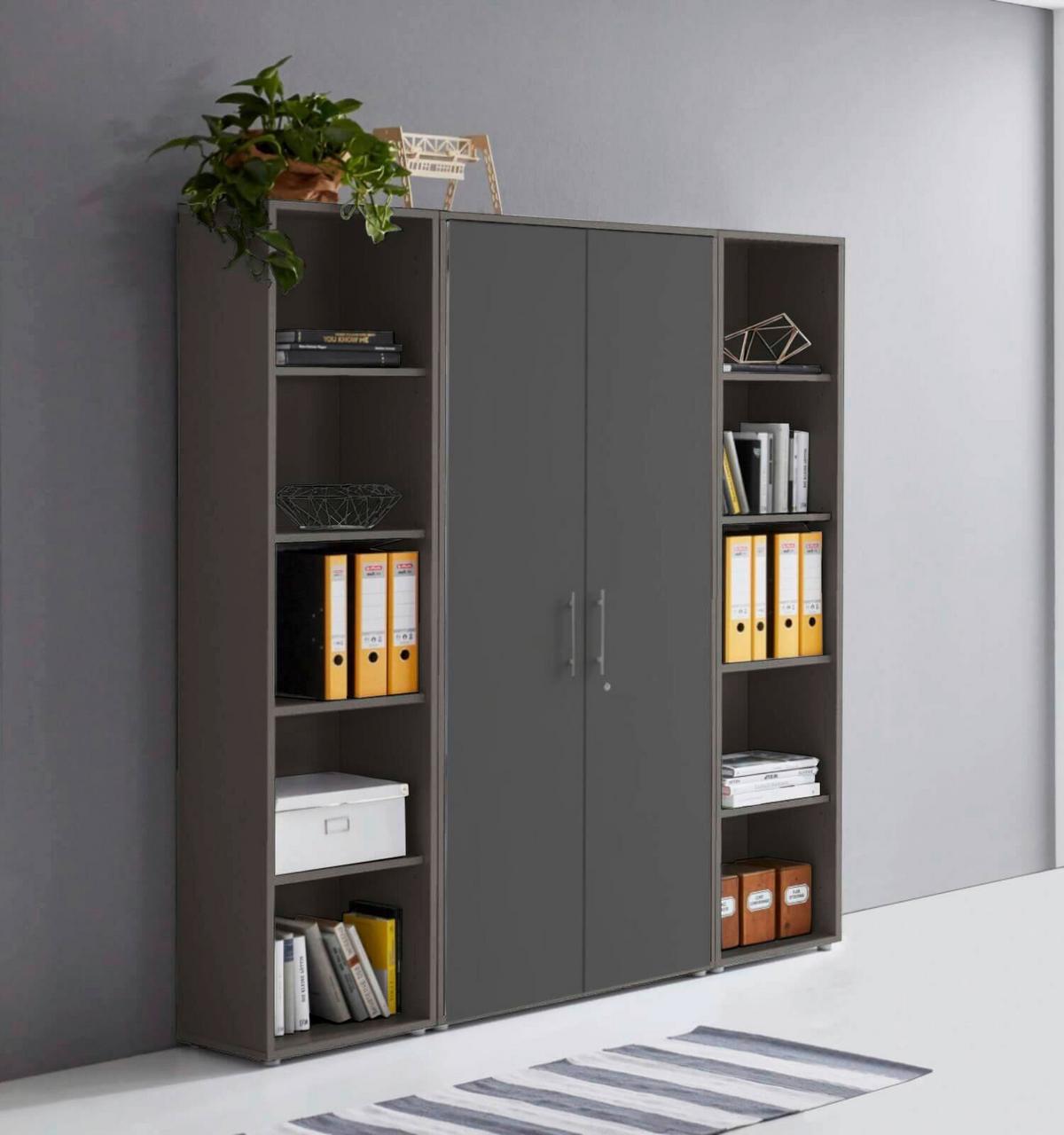 AKTENSCHRANK OFFICE EDITION - SW SET 3 - Anthrazit, MODERN, Holzwerkstoff (172,6/185,6/33cm) - MID.YOU