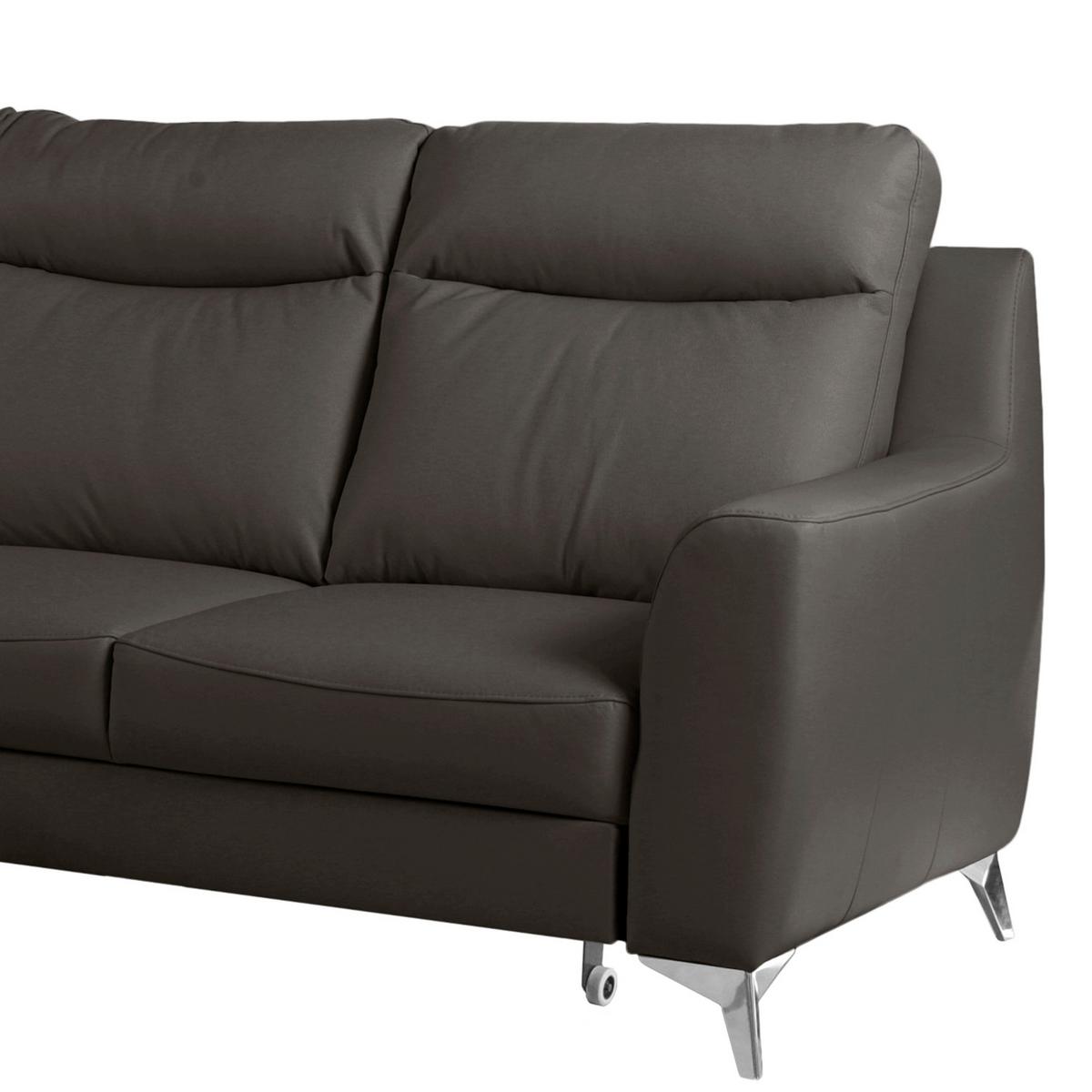 Ecksofa Gio Dunkelbraun S: 236x168 Cm - Chromfarben/Dunkelbraun, Design, Leder/Textil (236/168cm) - Livetastic
