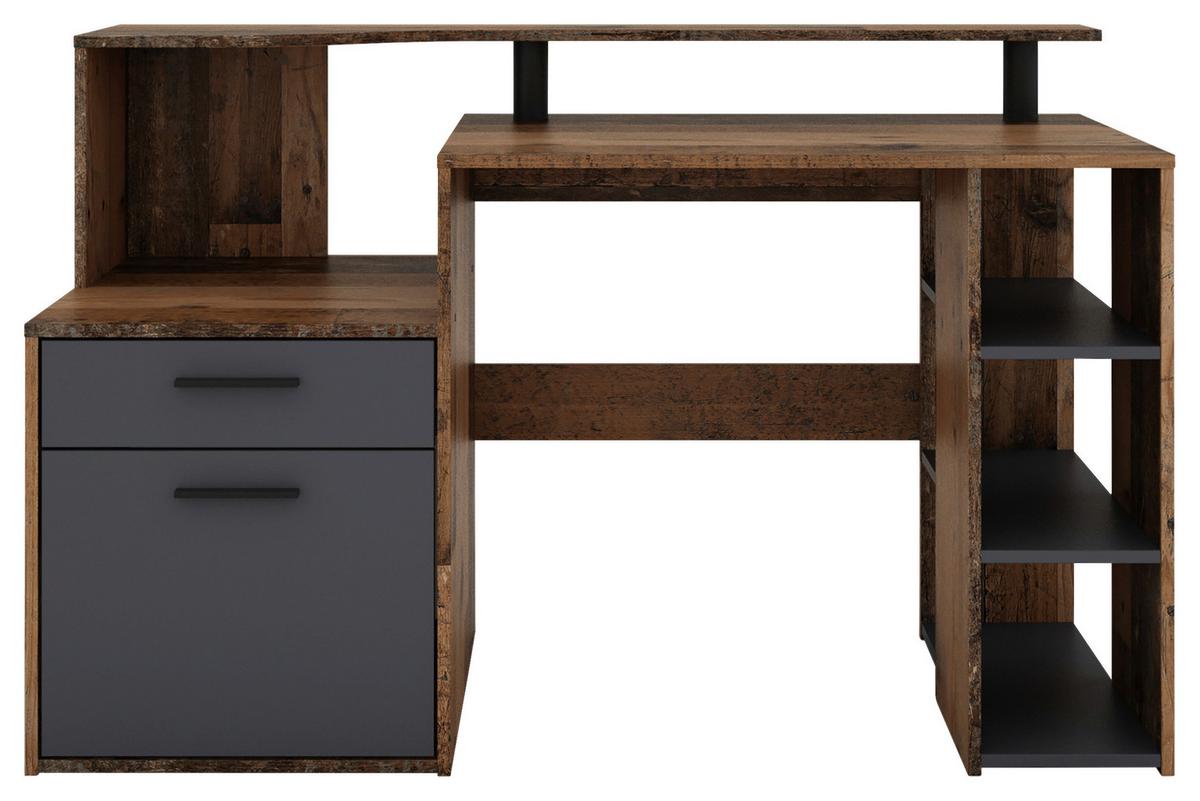 Schreibtisch Louis - Alteiche/Anthrazit, MODERN, Holzwerkstoff (140/55/89cm) - MID.YOU