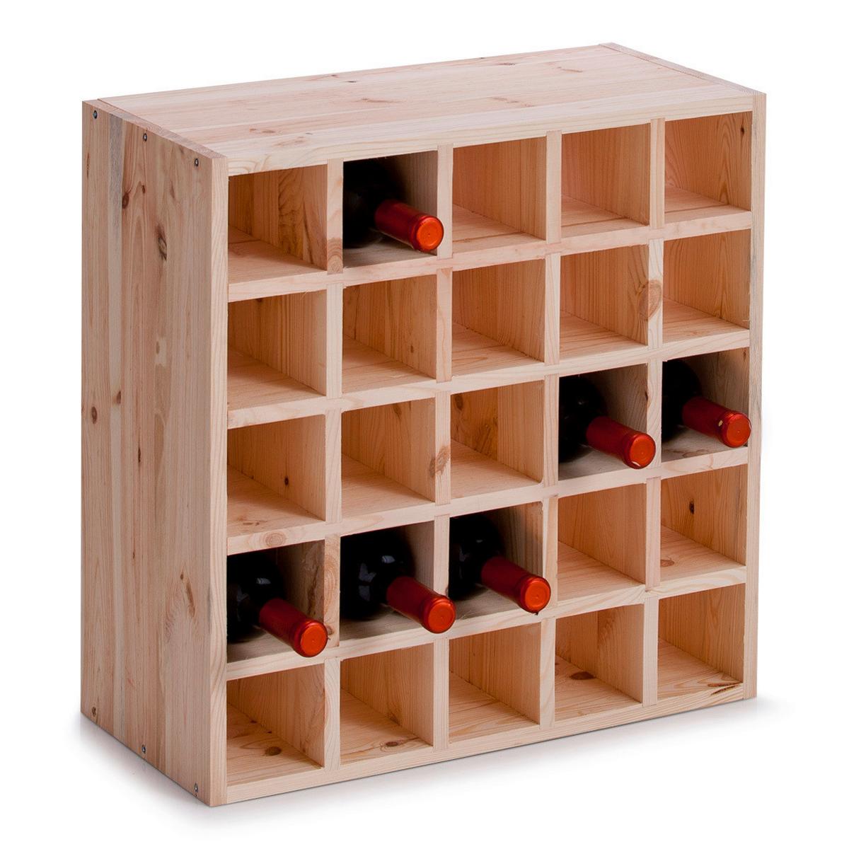 Weinregal Echtholz BxHxT: 52x25x52 cm,25 Flaschen - Naturfarben, Basics, Holz (52/25/52cm) - Zeller Present