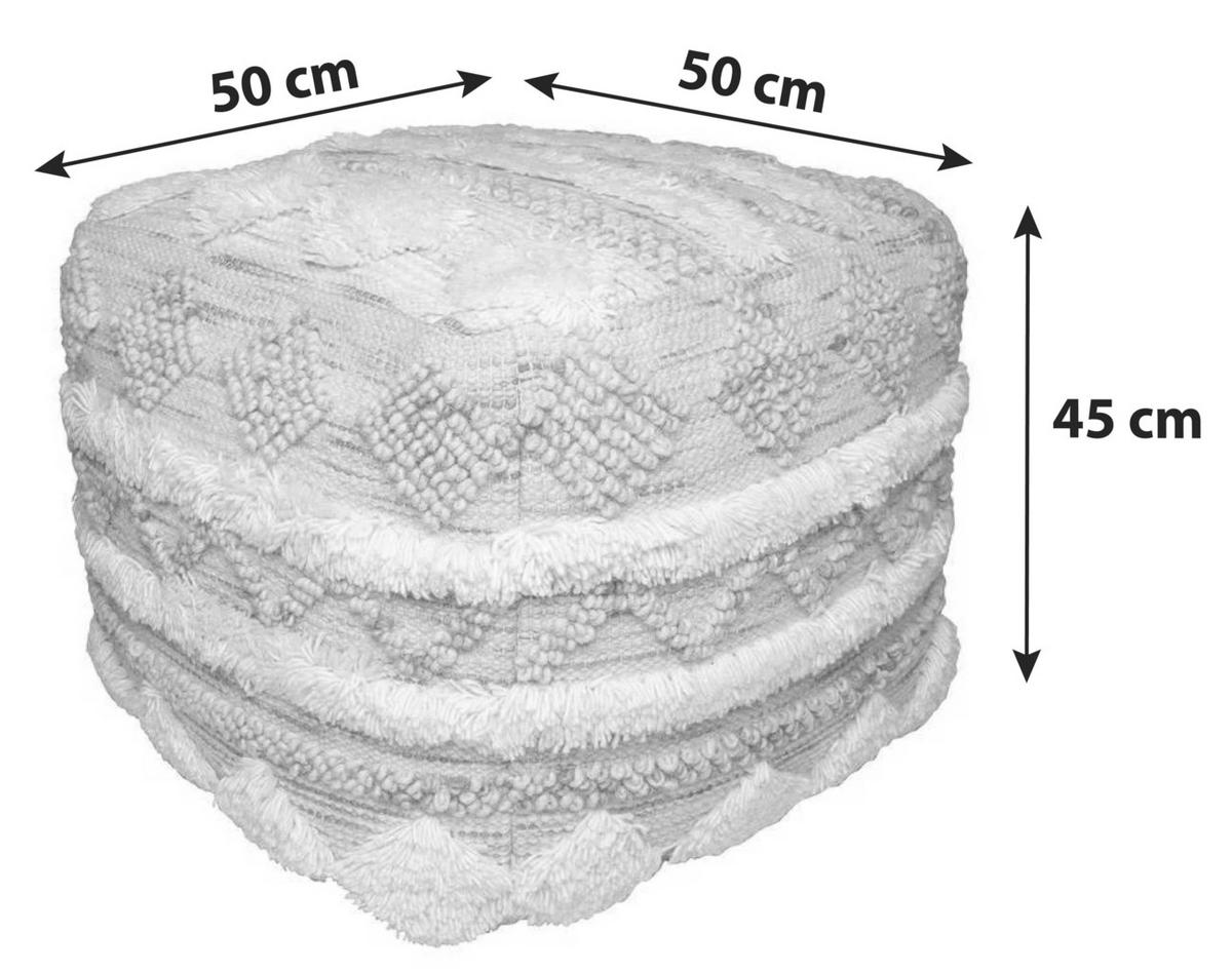 Pouf Bohist Mischgewebe Creme/Rosa DxH: 50x45 cm - Creme/Rosa, Trend, Textil (50/45/50cm) - Kayoom