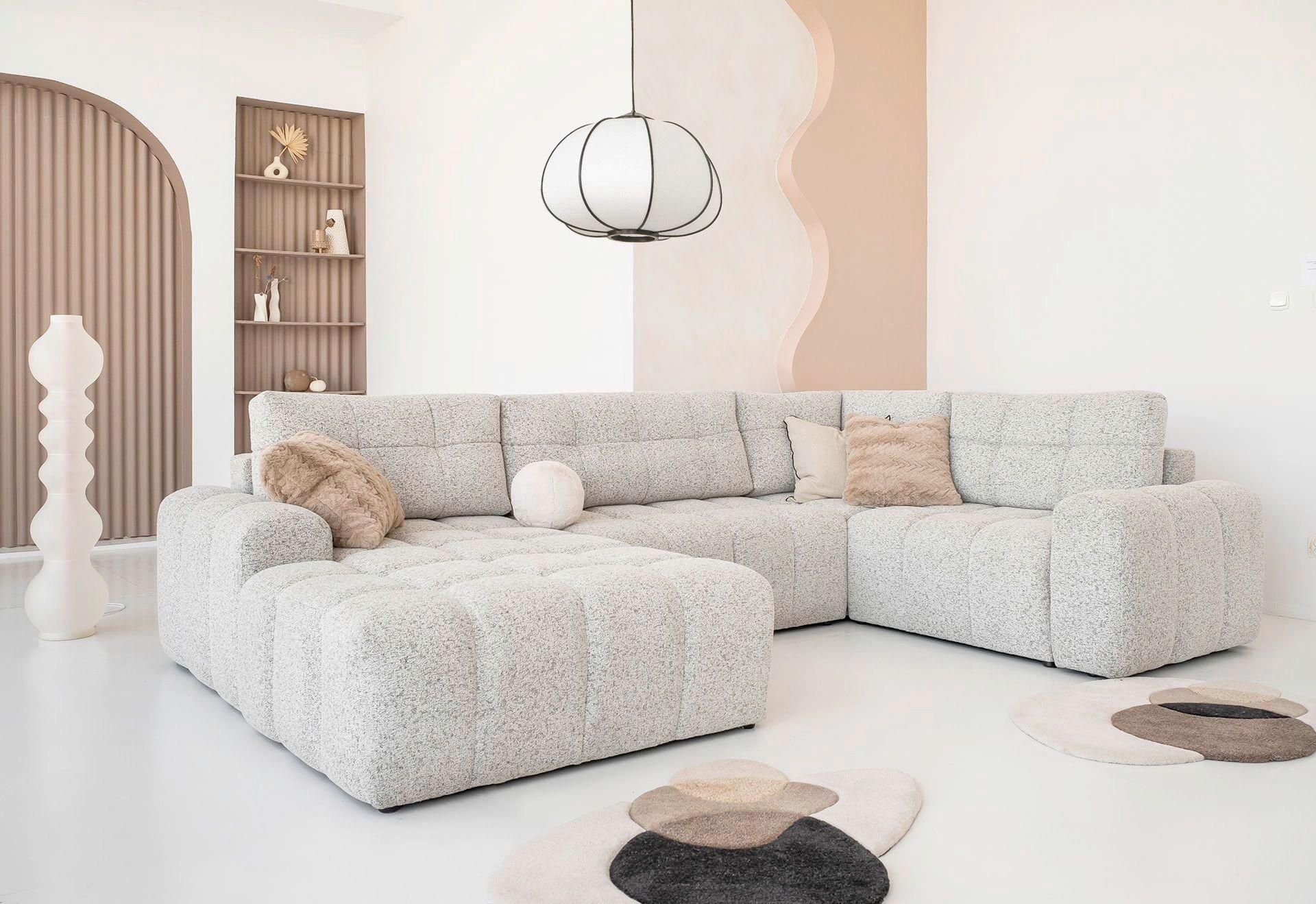 Wohnlandschaft Lulu Taupe U: 184x333x213cm - Taupe/Schwarz, Design, Textil (184/333/213cm) - MID.YOU