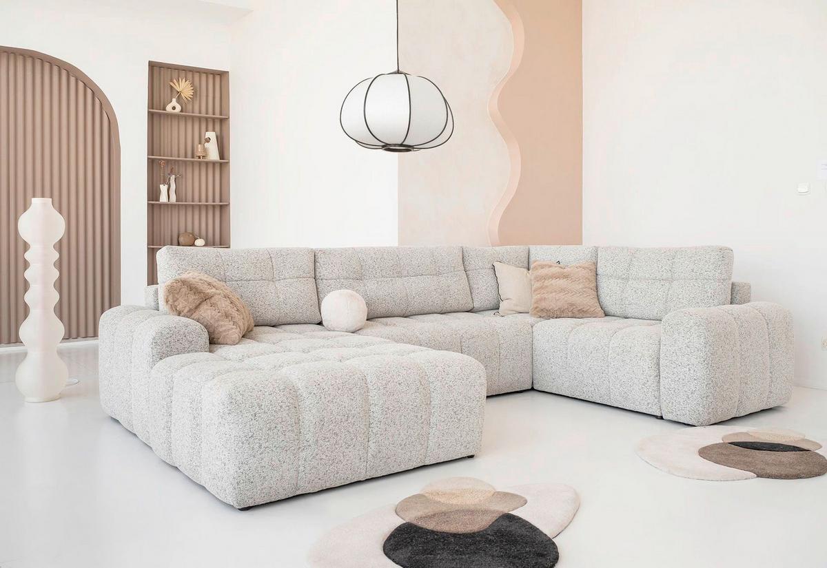 Wohnlandschaft Lulu Taupe U: 184x333x213cm - Taupe/Schwarz, Design, Textil (184/333/213cm) - MID.YOU