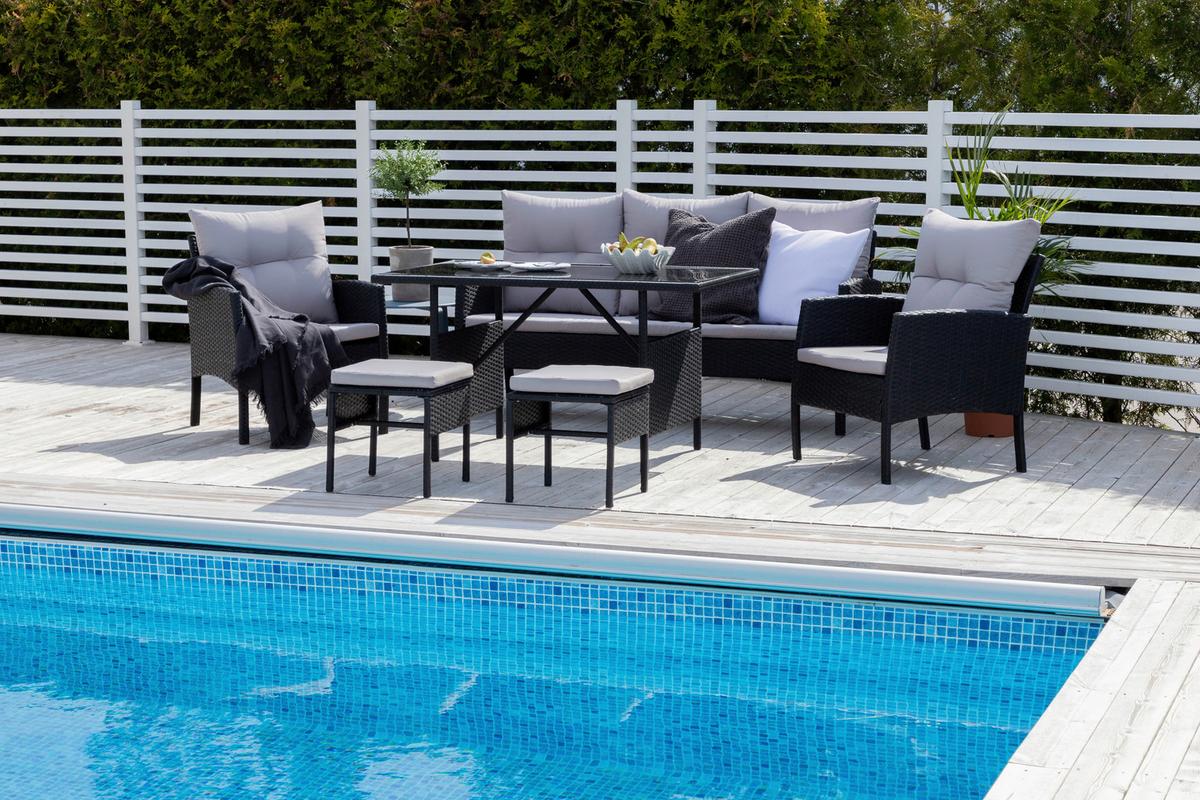 Dining-Loungeset Knock - Schwarz/Grau, KONVENTIONELL, Kunststoff - Gardenson