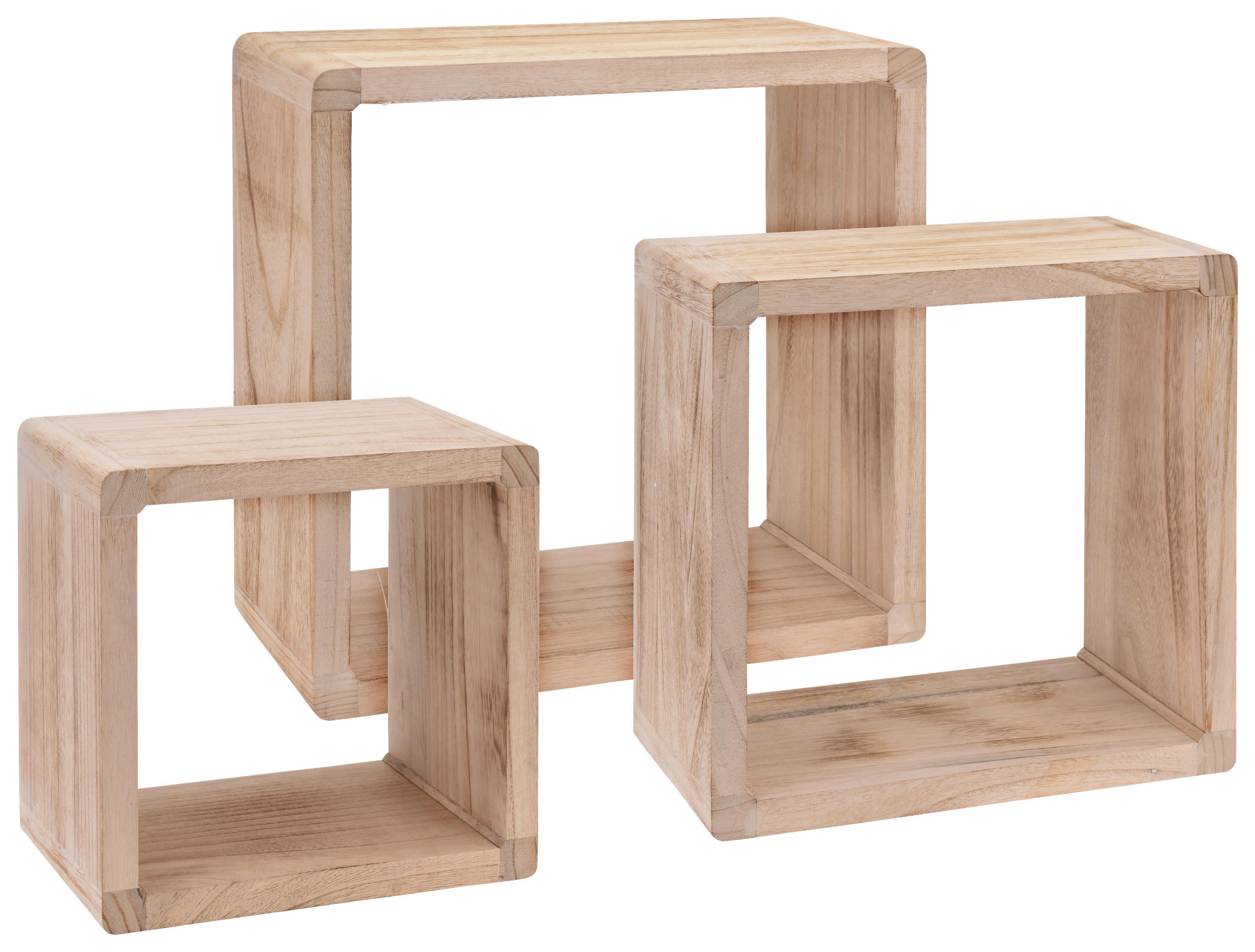 Wandregalset Cube 3er Set - Naturfarben, MODERN, Holz (42/42/20cm)