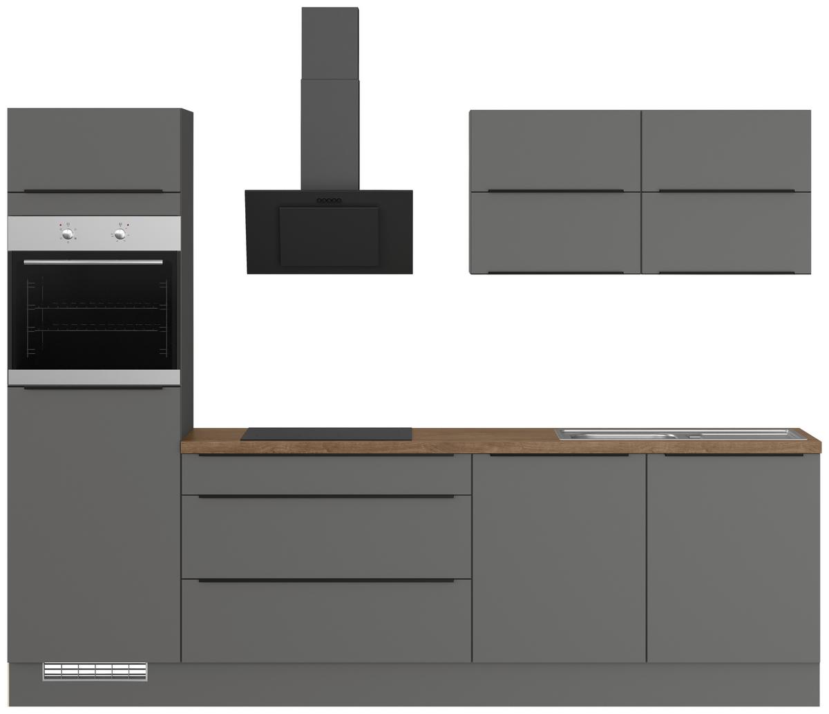 Küchenleerblock Ip3150 - Eiche dunkel/Graphitfarben, Design, Holzwerkstoff (280cm) - Impuls
