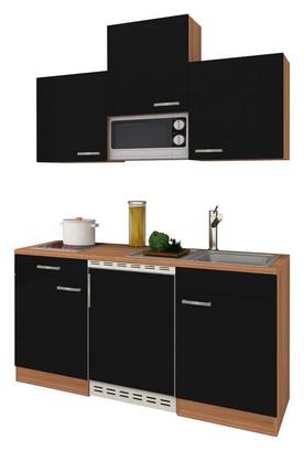 Platzsparend und schick inklusive Glaskeramikkochfeld und Mikrowelle Platzsparende Küche mit Kühlschrank und Glaskeramikkochfeld