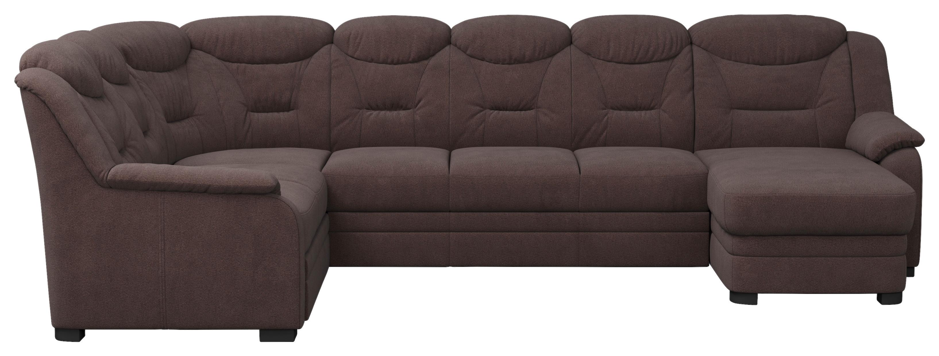 Wohnlandschaft Marcus Braun inkl. Bettkasten - Schwarz/Braun, Basics, Textil (211/330/162cm) - MID.YOU