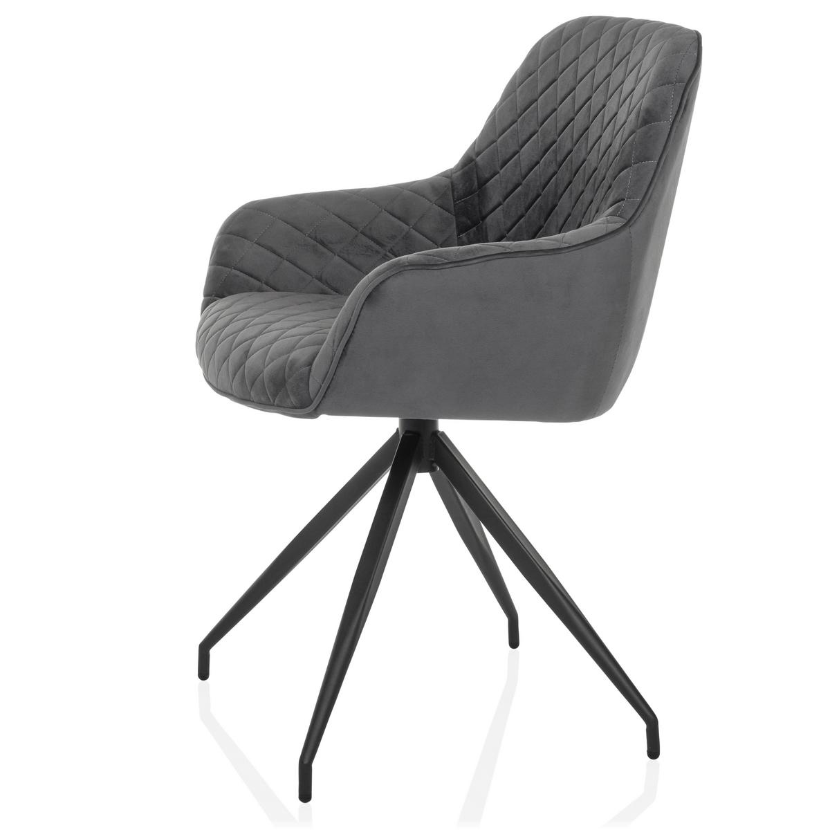 Armlehnstuhl Elverum Grau B: 58 Cm - Schwarz/Grau, MODERN, Textil/Metall (58/87/57cm) - MID.YOU