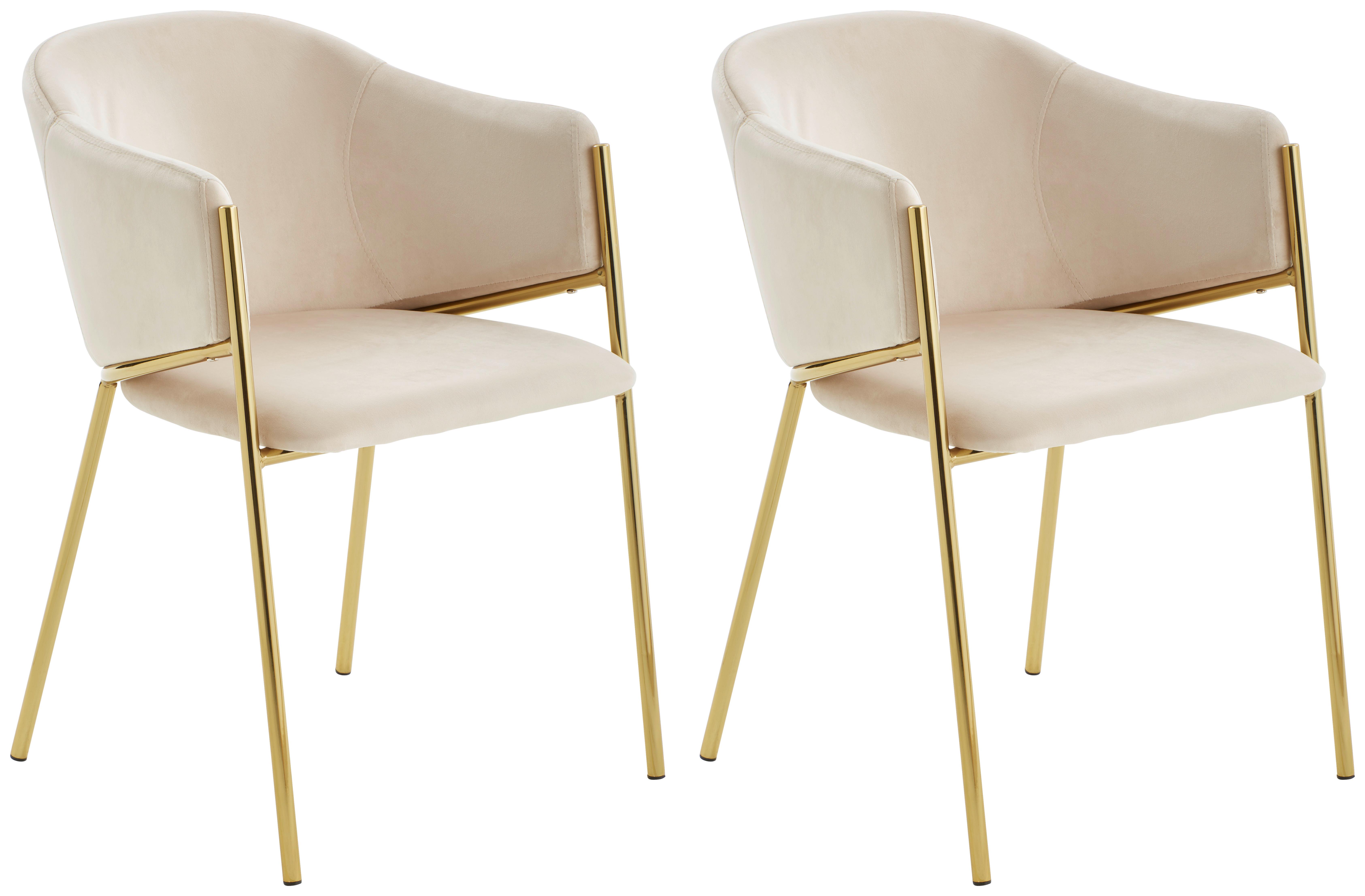 Armlehnstuhl-set Kronos -Trend Taupefarben/gold - Taupe/Goldfarben, Trend, Holz/Textil (53/77/60cm) - Livetastic