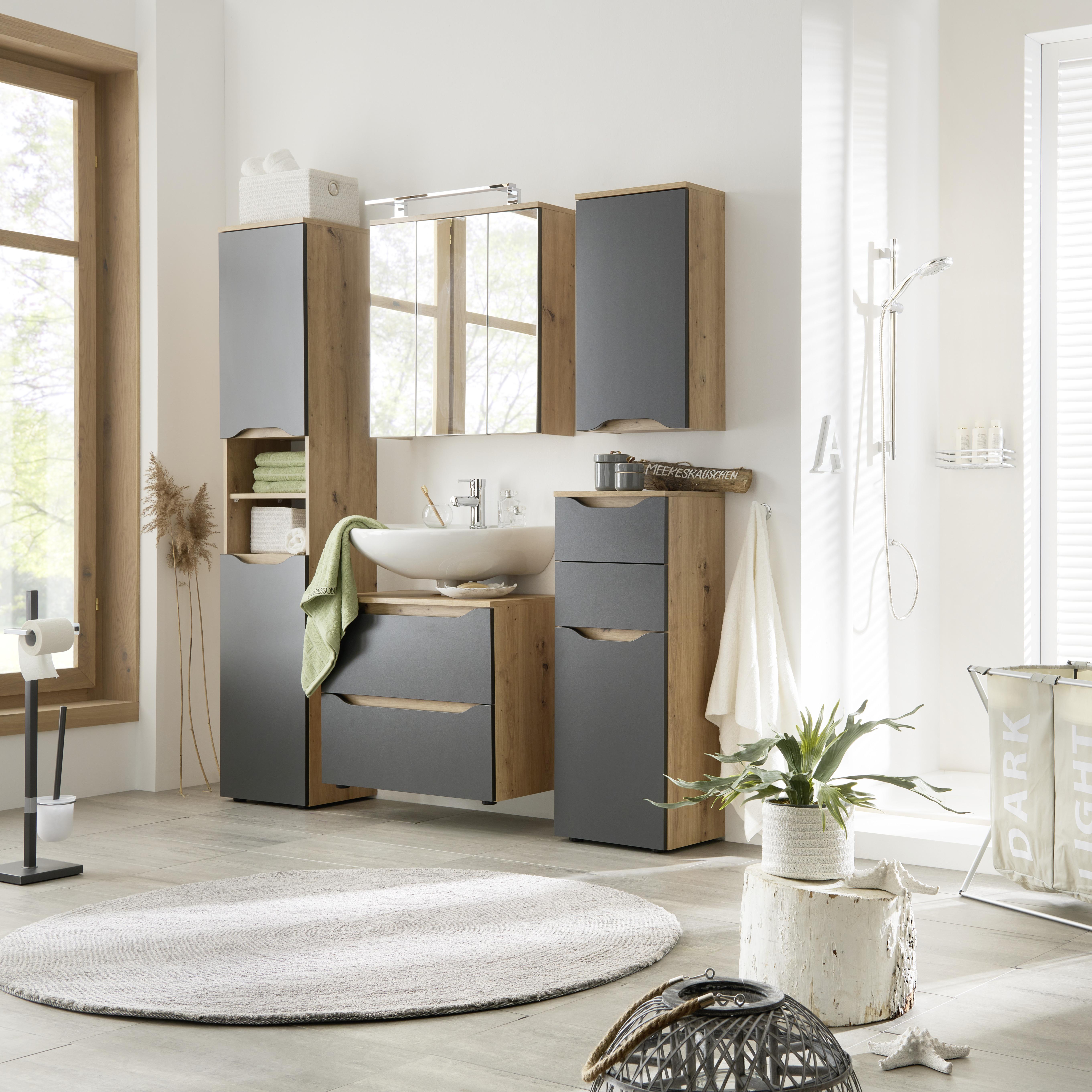Unterschrank Mit Softclose Giga B: 40 cm, Eiche/Anthrazit - Eichefarben/Anthrazit, MODERN, Holzwerkstoff (40cm)
