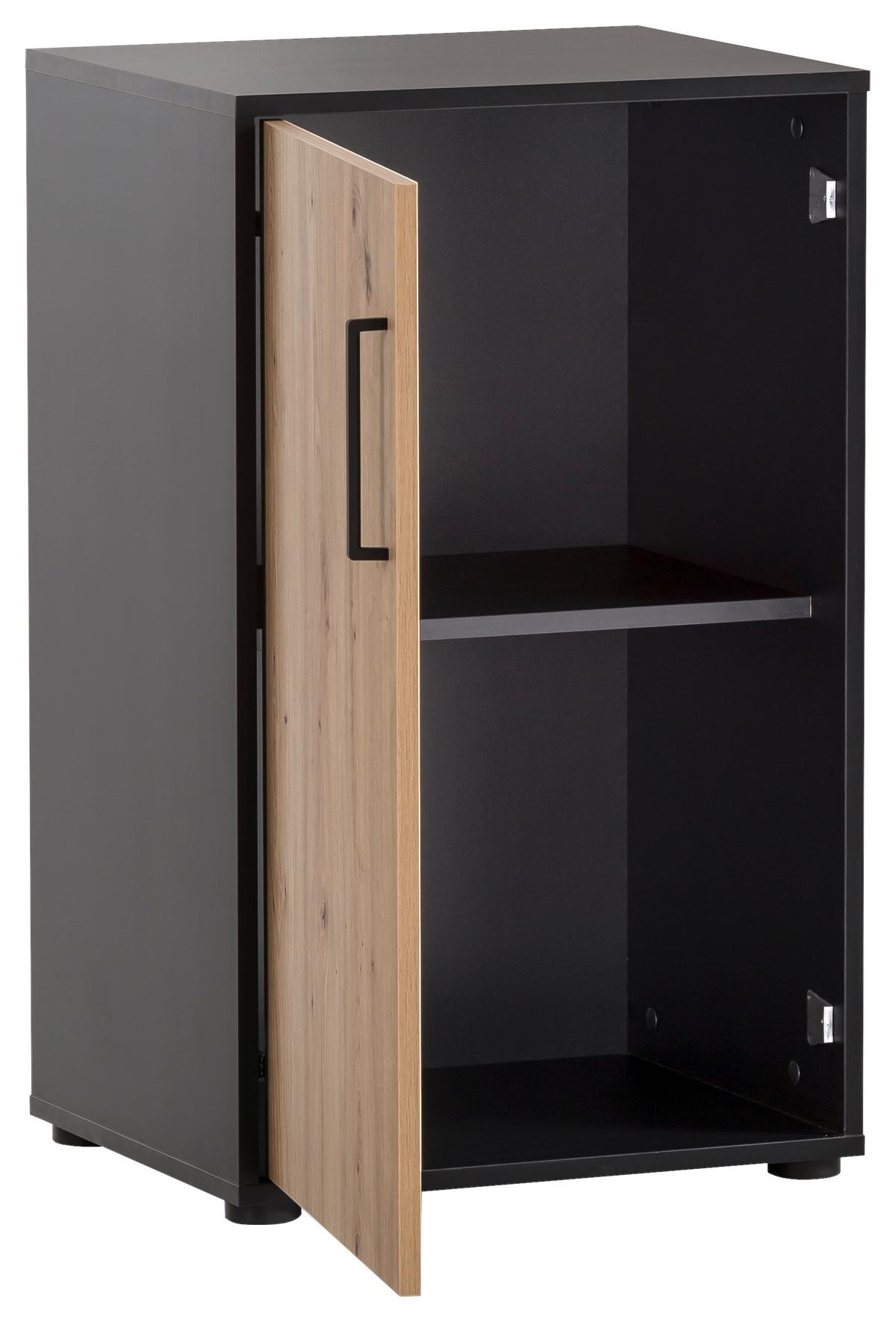 Aktenschrank Aino Eiche Dekor /schwarz B: 50,95 Cm - Schwarz/Eiche Artisan, MODERN, Holzwerkstoff (50,95/83,6/41cm) - MID.YOU
