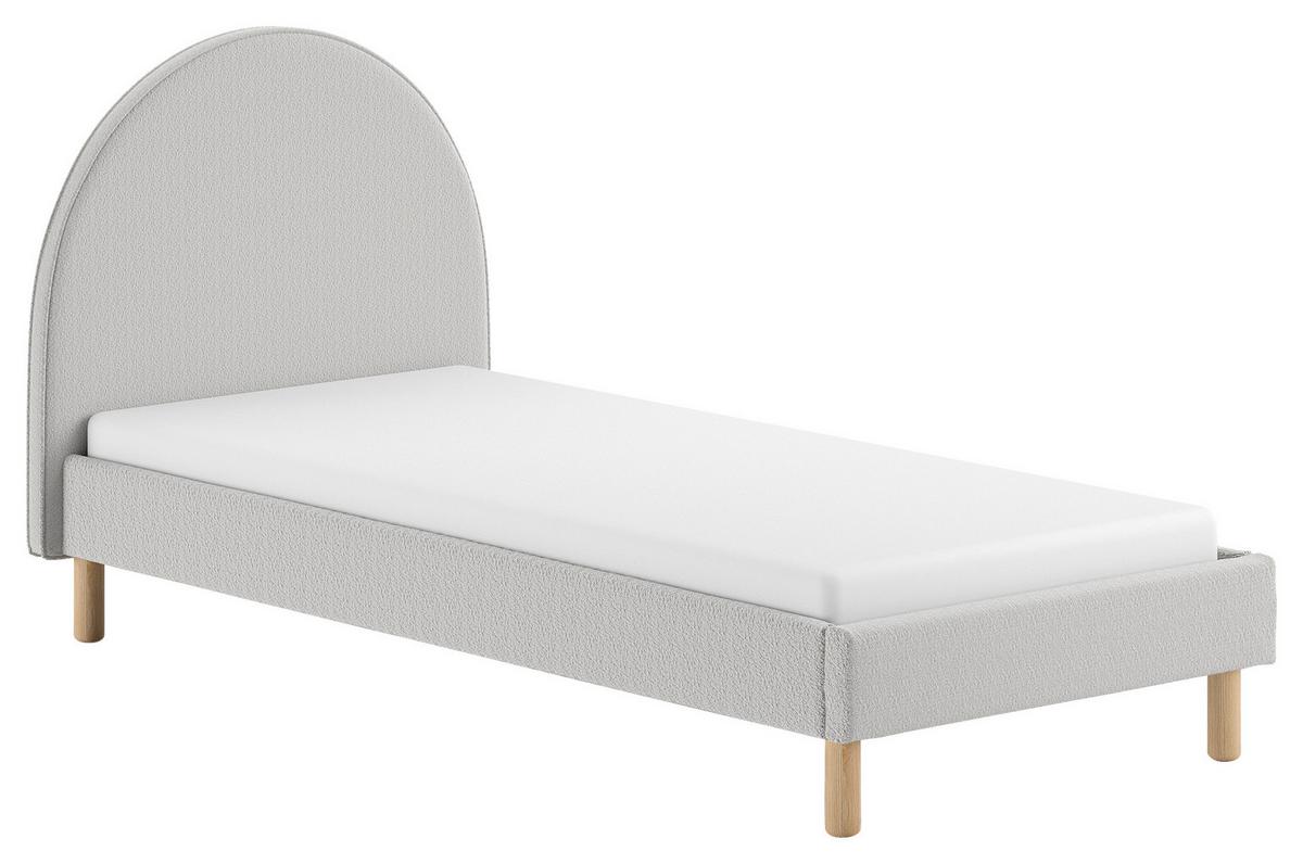Trendovní postel pro děti MOON 90x200cm, šedá - šedá/přírodní barvy, Romantický / Rustikální, dřevo/textil (90/200cm) - MID.YOU