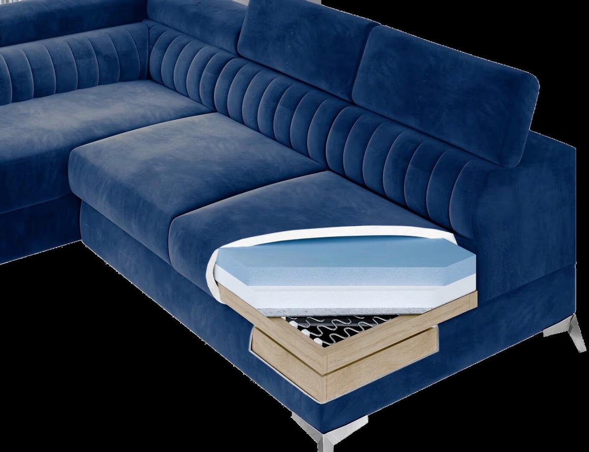 Ecksofa Laurene Blau S: 278x205 cm - Blau/Silberfarben, Design, Textil (278/205cm) - MID.YOU