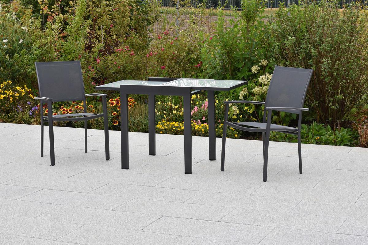 Gartenset Milano - Graphitfarben/Grau, MODERN, Textil/Metall - Gardenson