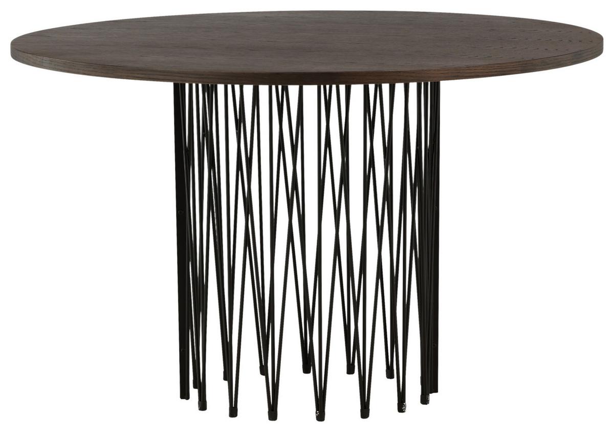 Esstisch Stone - Dunkelbraun/Schwarz, Design, Holzwerkstoff/Metall (120/120/74cm) - Livetastic