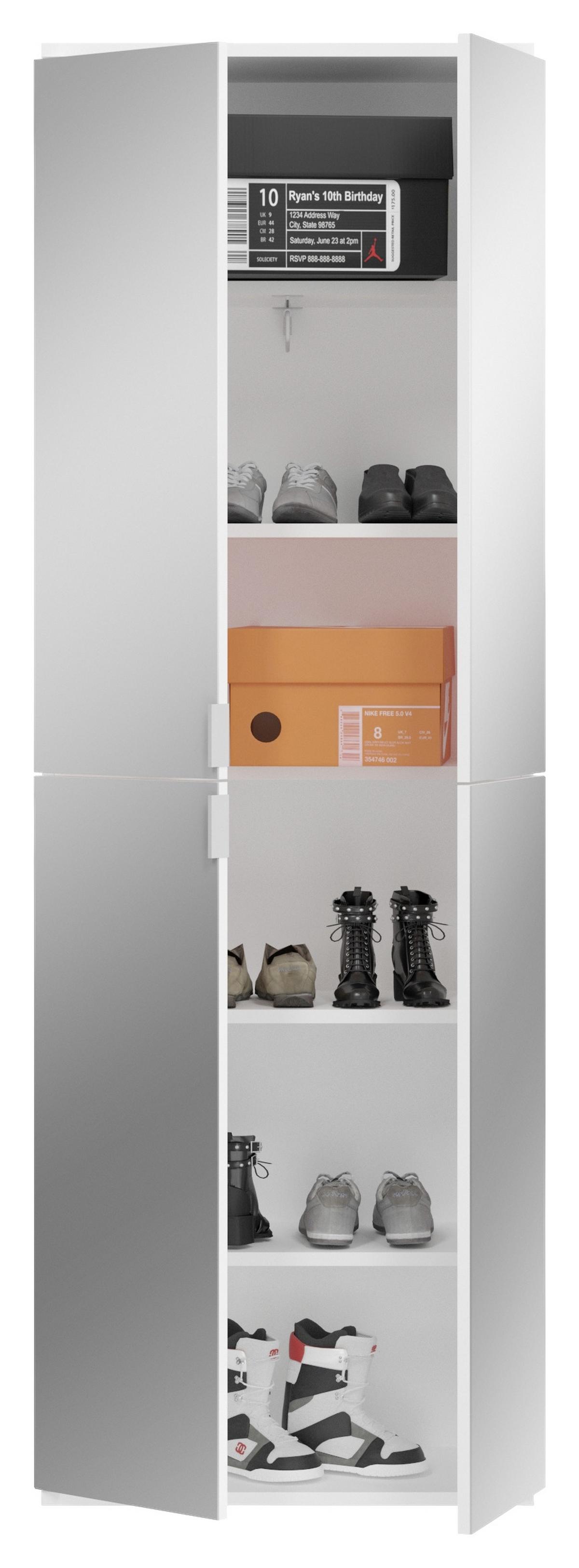 Mehrzweckschrank Projekt X Weiß Dekor Bxhxt 65x193x37 Cm - Schwarz/Weiß, MODERN, Glas/Holzwerkstoff (65/193/37cm) - MID.YOU