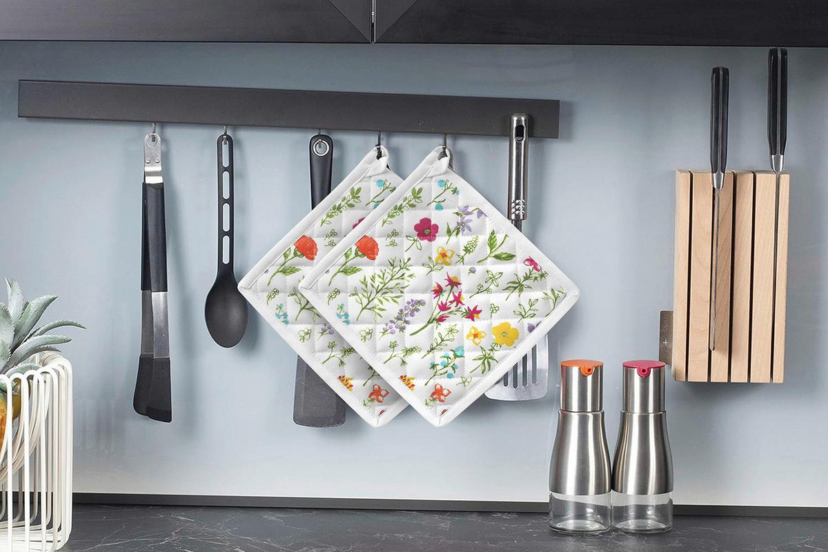 Topflappen Linessa - Pink/Gelb, MODERN, Textil (21/21cm) - Luca Bessoni