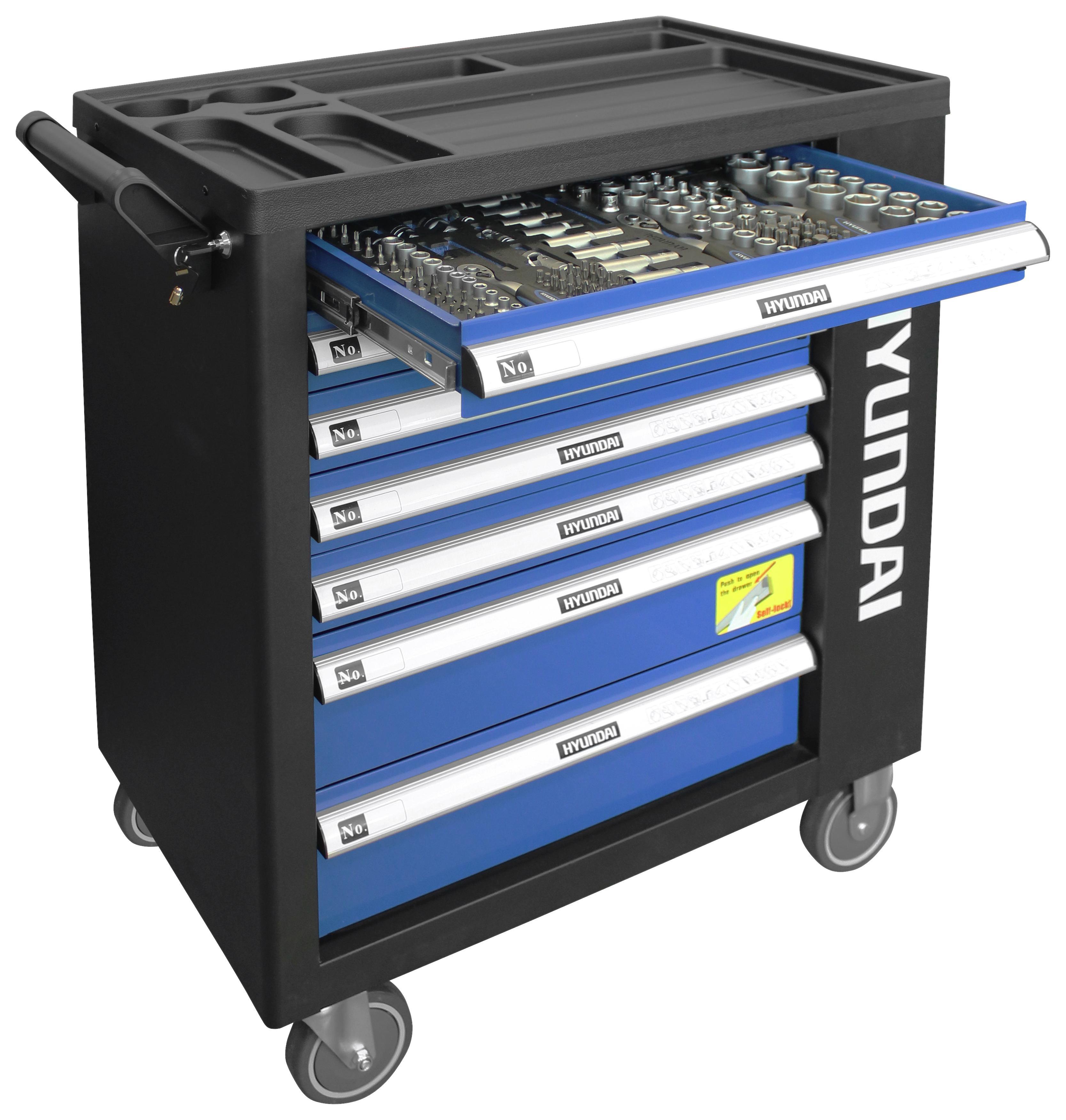 Werkstattwagen Set 287-teilig - Blau, KONVENTIONELL, Metall (101/84/49cm) - Hyundai