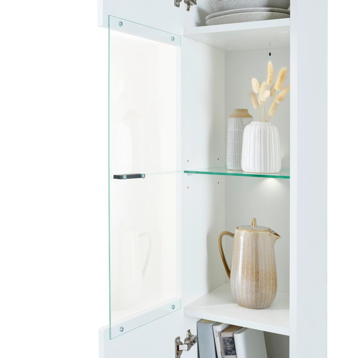 Hängevitrine Otis - Weiß Hochglanz, MODERN, Glas/Holzwerkstoff (30/130,2/34,6cm)