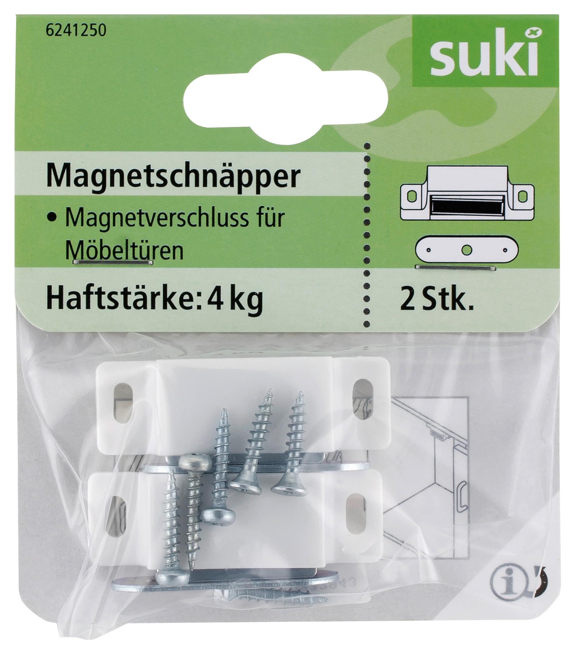 Magnetschäpper Tür Metall Kunststoff 2 Stk Bis 4 Kg - Weiß, Kunststoff/Metall (4,6/1,4/1,4cm) - Suki