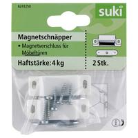 Mágneszár 2db - fehér, műanyag/fém (4,6/1,4/1,4cm) - Suki