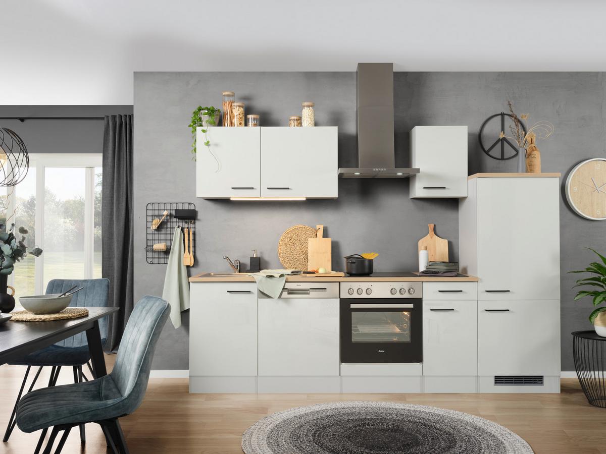 Kuchynský blok LEVI bez spotrebičov, šírka 270 cm - čierna/sivá, Modern, kompozitné drevo (270cm) - FlexWell