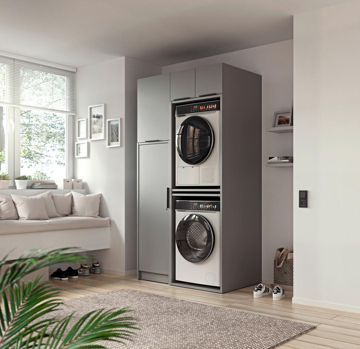 SKŘÍŇKA NAD PRAČKU TIDY HERO - šedá/černá, Basics, kov/kompozitní dřevo (70/220/68cm) - P & B