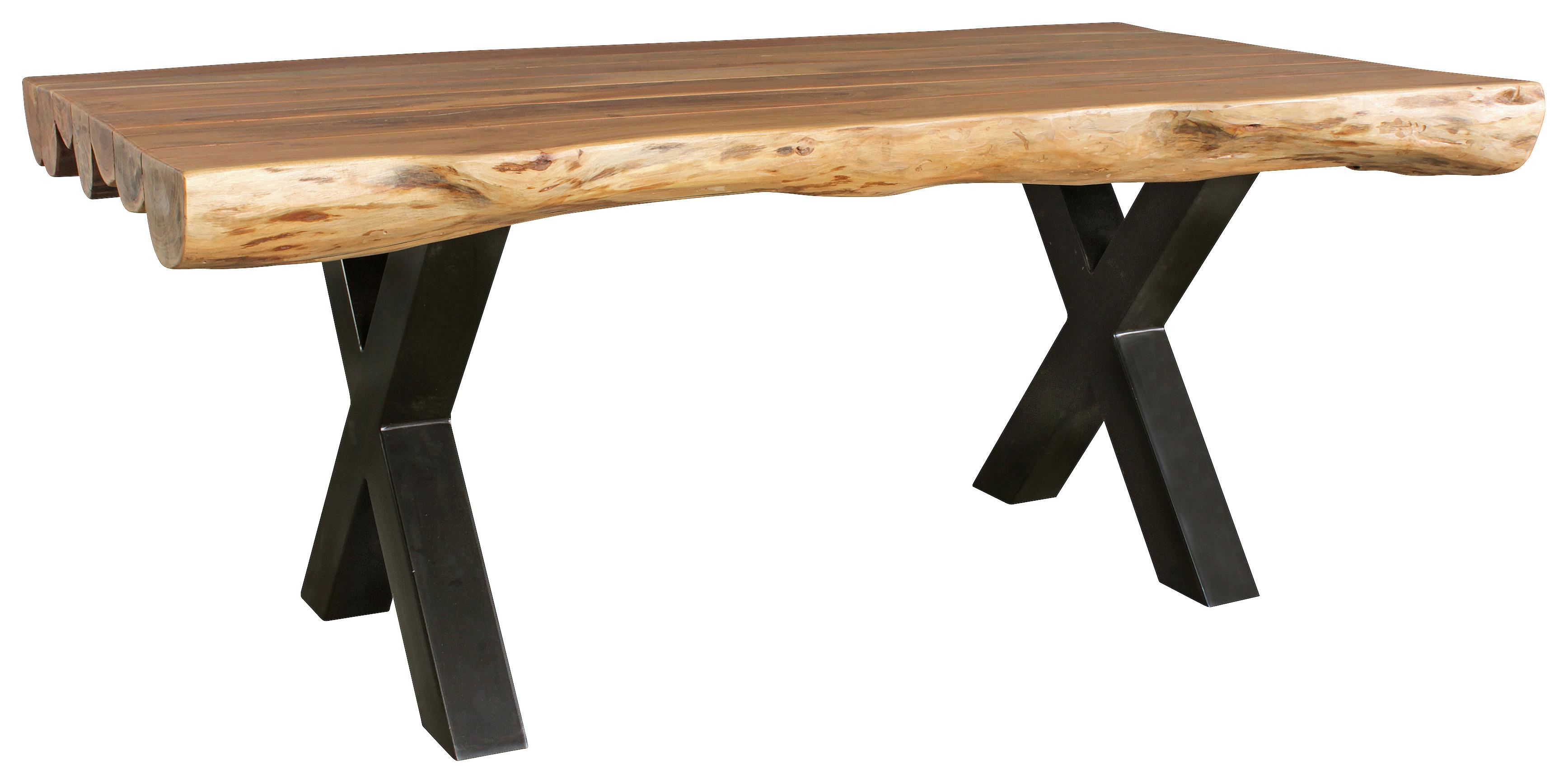 Esstisch Wl5.196 - Schwarz/Akaziefarben, Design, Holz/Metall (200/100/77cm) - MID.YOU